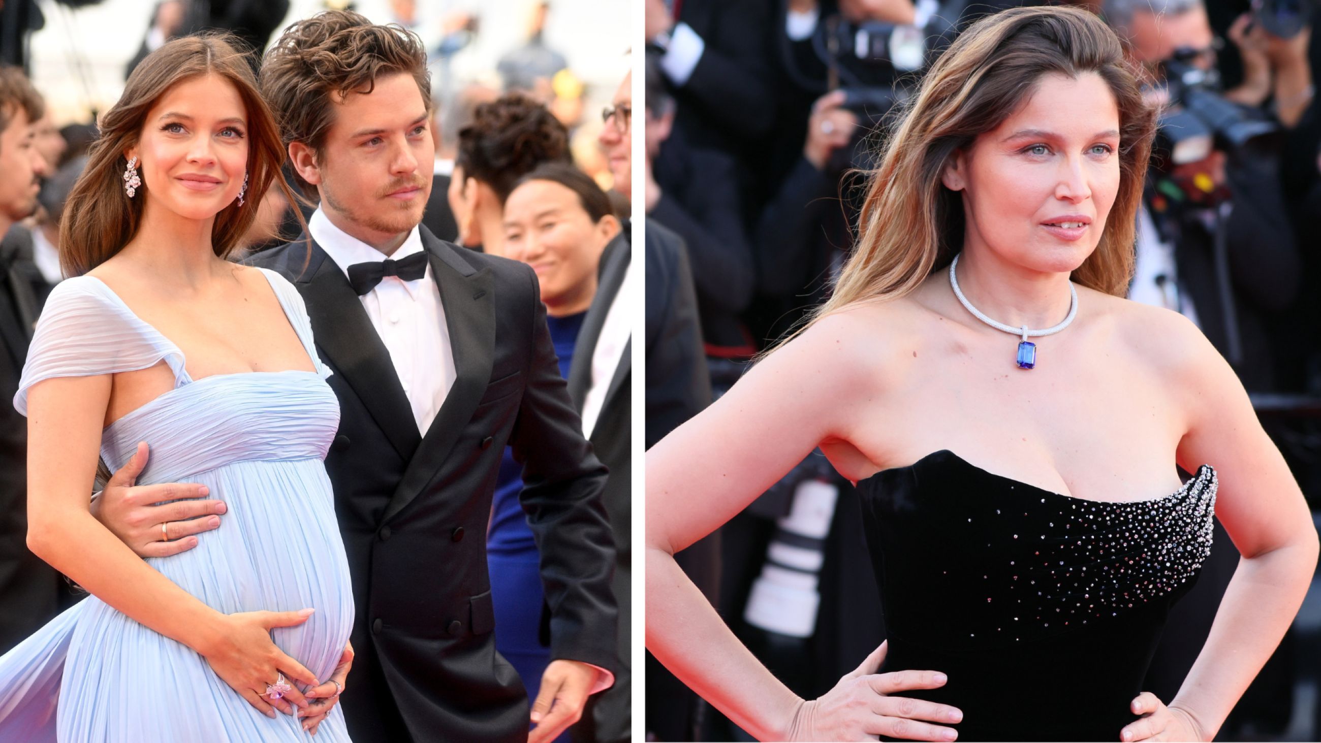 Da sinistra: Barbara Sprouse e Dylan Sprouse partecipano alla proiezione di "Histoires Parallèles" durante il 79° Festival annuale del Cinema di Cannes, 2026; Laetitia Casta partecipa alla proiezione di "Karma" durante il 79º Festival del Cinema di Cannes, 2026 - Credits Getty Images