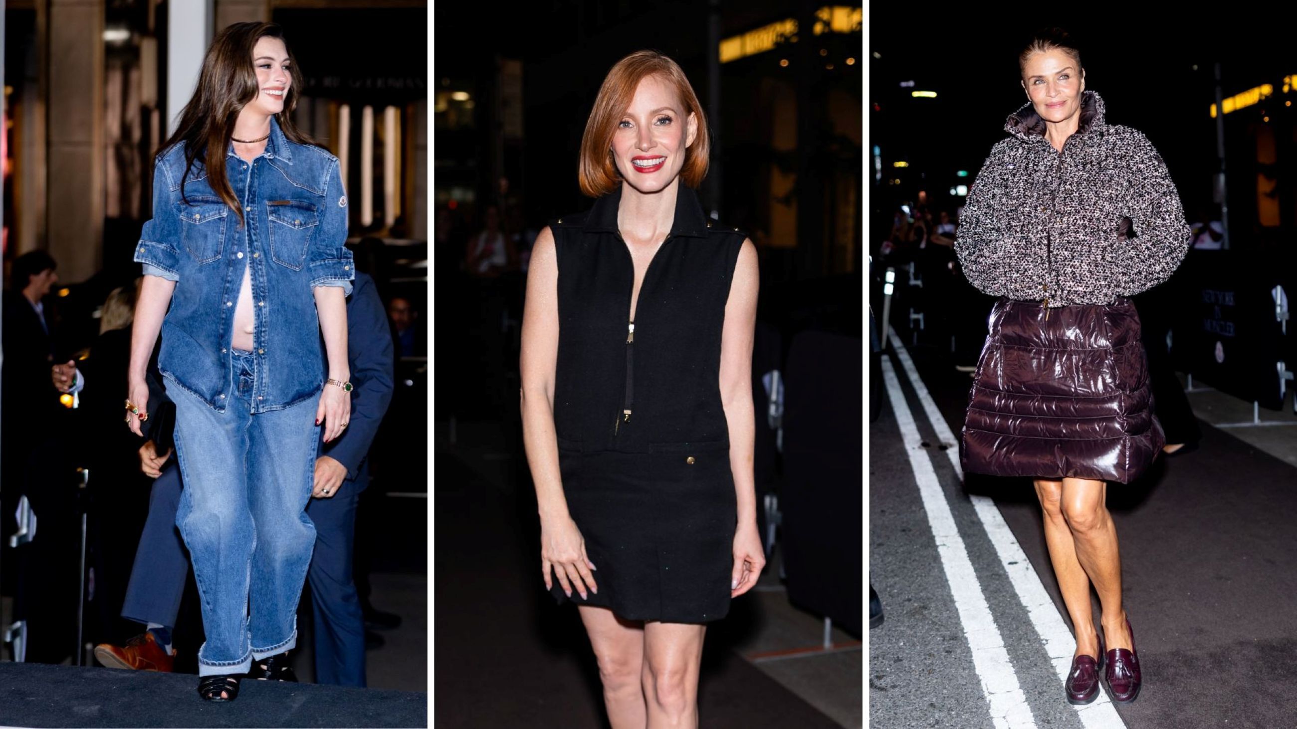 Helena Christensen, Jessica Chastain e Anne Hathaway partecipano all’inaugurazione del flagship store Moncler sulla Fifth Avenue, al 767 di Fifth Avenue, il 10 settembre 2026 a New York City - Credits: Getty Images