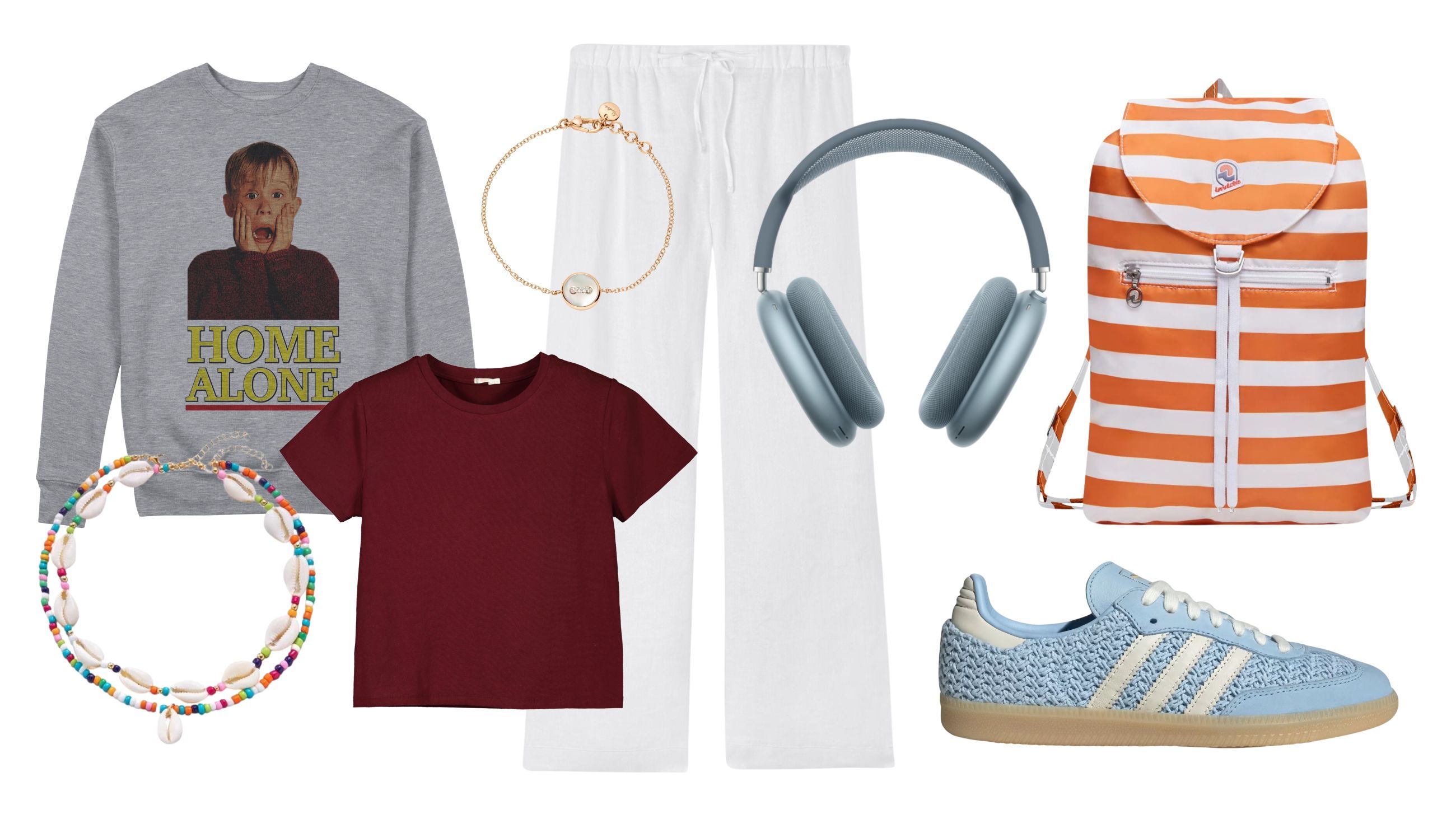 Cuffie, Apple; felpa, Choose Ur Colour; t-shirt, Scout; pantaloni, Intimissimi; sneakers, Adidas Originals; bracciale, Pomellato; collana, Artistika; zaino, Invicta