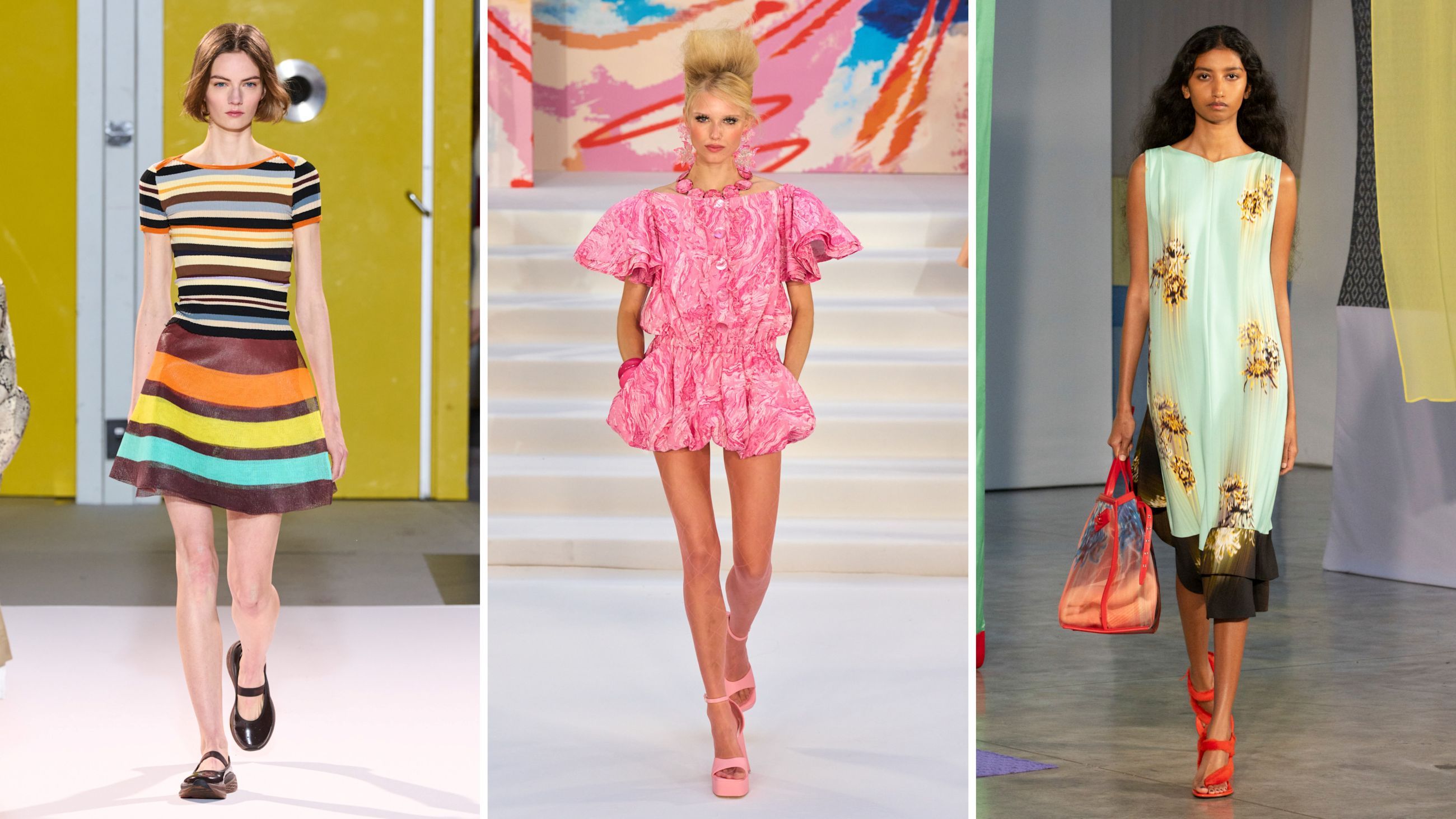 Da sinistra, alcuni look dalle sfilate PE26 di Zomer, Paul Costelloe e Proenza Shouler - Credits: Launchmetrics.com/Spotlight