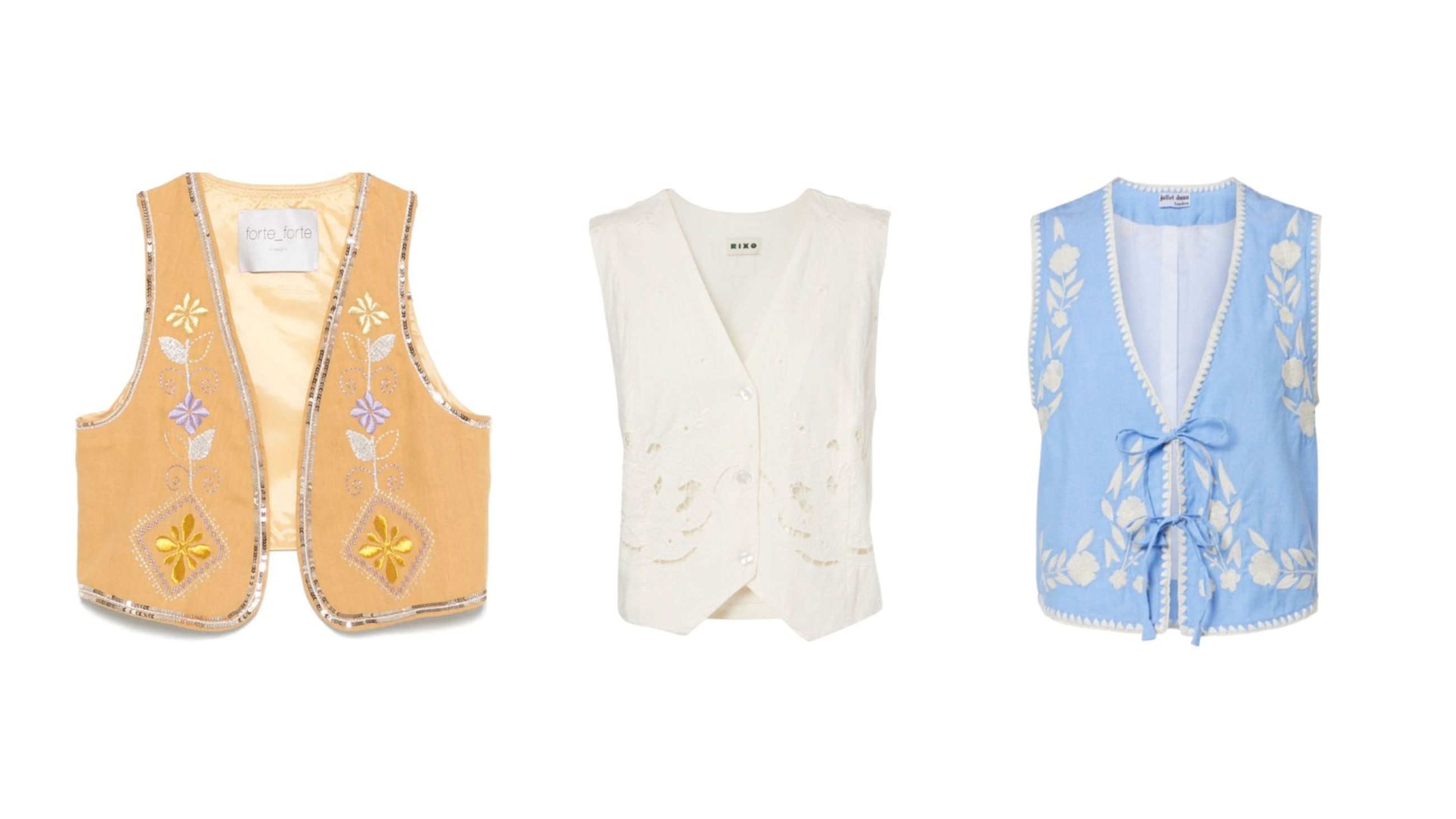 Gilet di Forte Forte, gilet di Rixo, gilet di Juliet Dunn - Credits: Courtesy Press Office