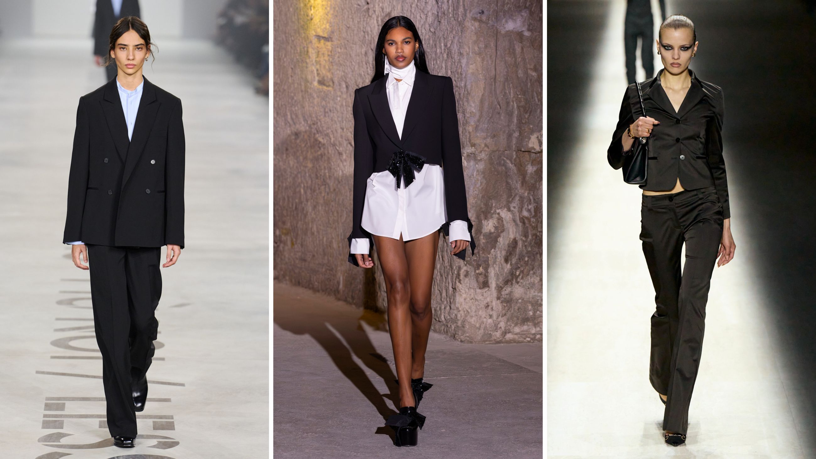 Dalle passerelle FW26: da sinistra Fendi; Ungaro; Gucci - Credits: Launchmetrics.com/Spotlight 