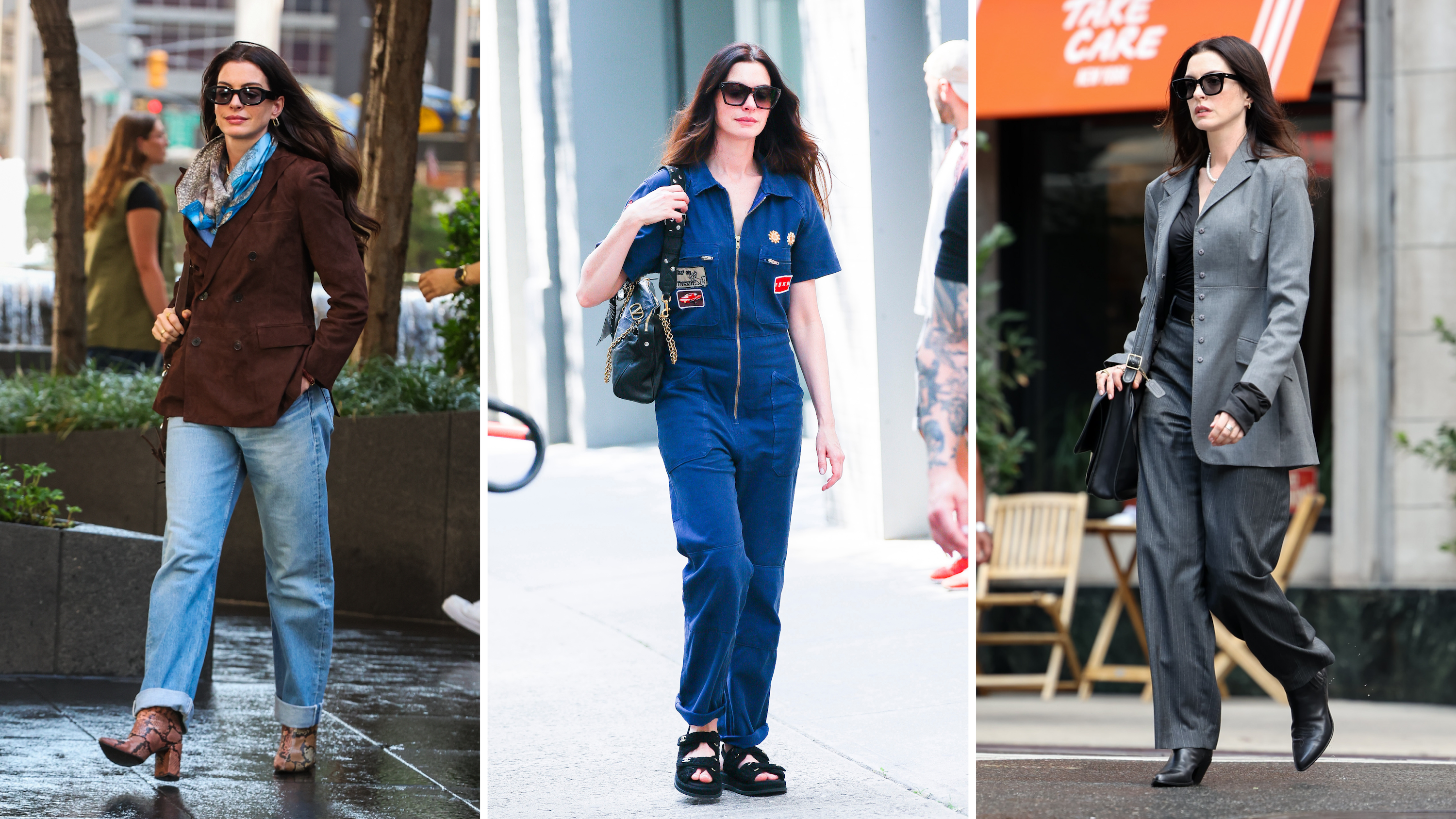 Anne Hathaway sul set de Il Diavolo Veste Prada 2, a New York
Credits: Getty Images