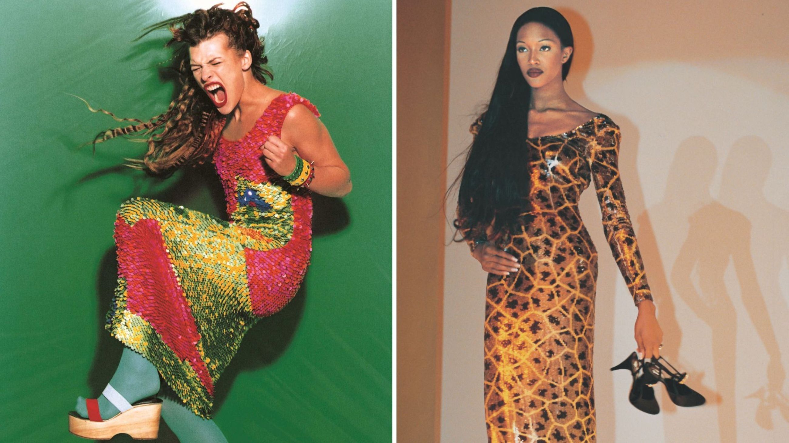 D sinistra verso destra: Milla Jovovich in Enrico Coveri, Naomi Campbell in Jenny
Credits: Courtesy of Galgano&Tota Associati
