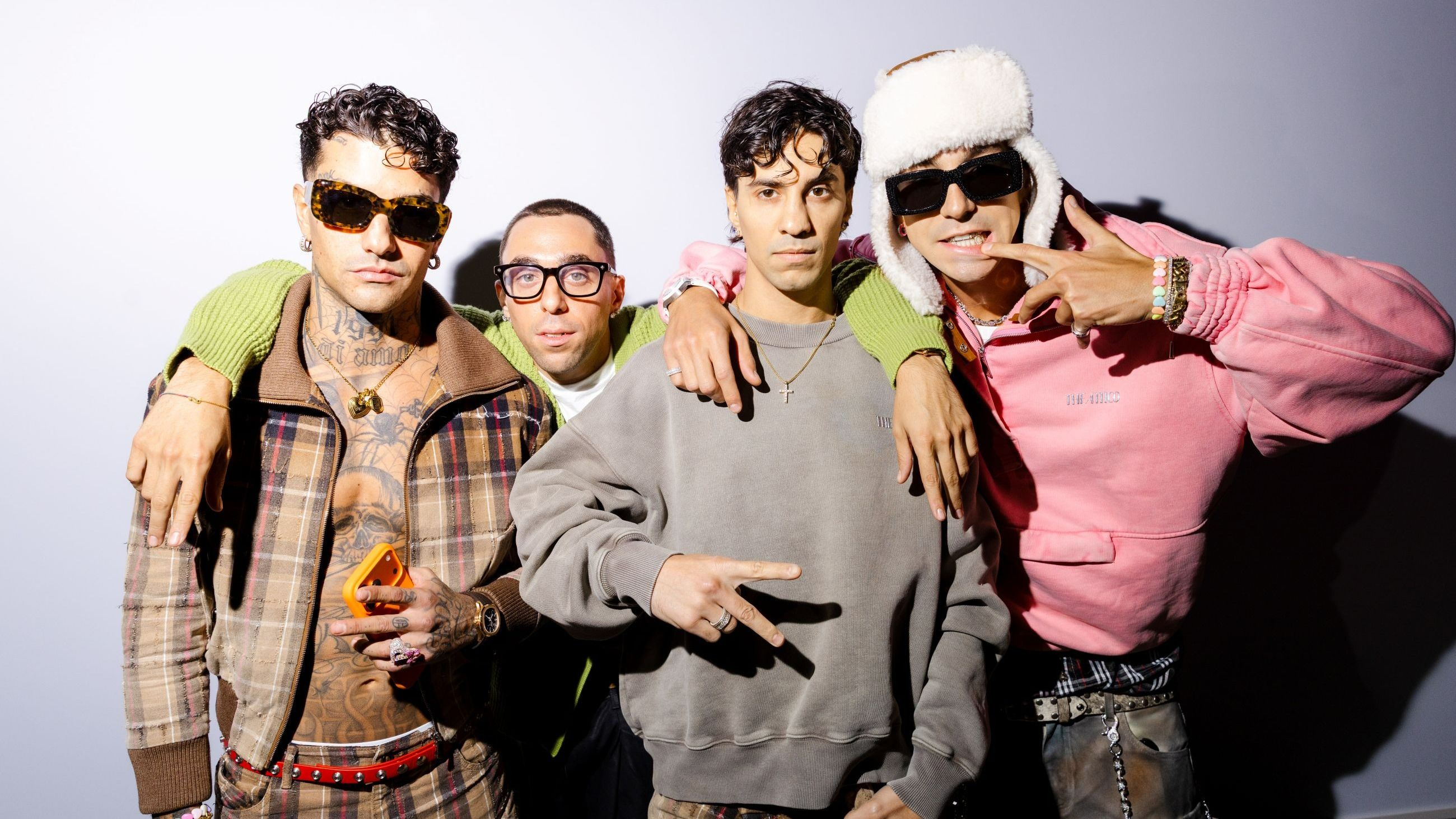 Tony Effe, Domenico Formichetti, Tedua e Antonino Pulvirenti da The Attico SS26
Credits Getty Images