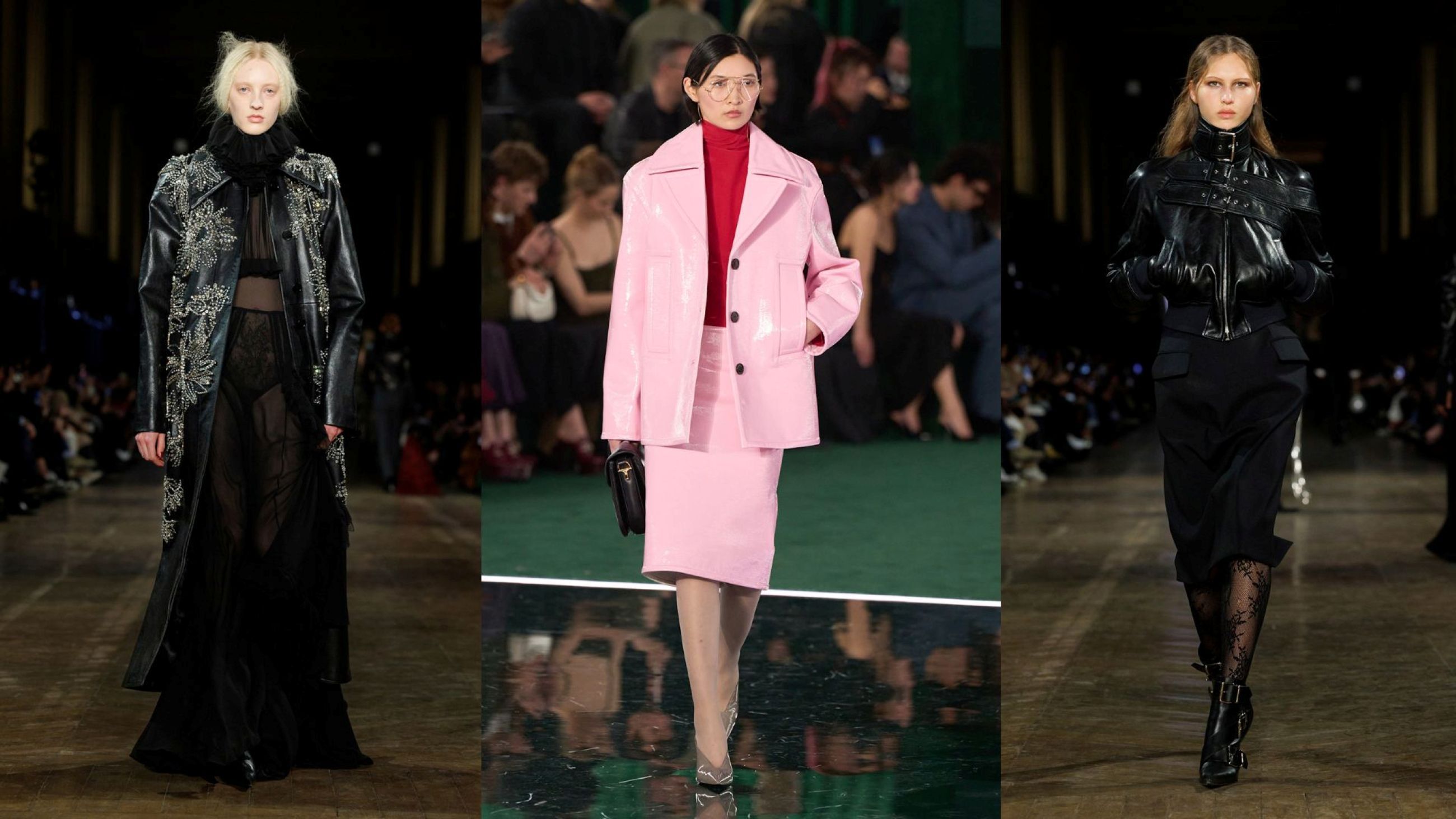 Da sinistra McQueen FW25; Gucci FW25; McQueen FW25 - Credits Launchmetrics.com/Spotlight