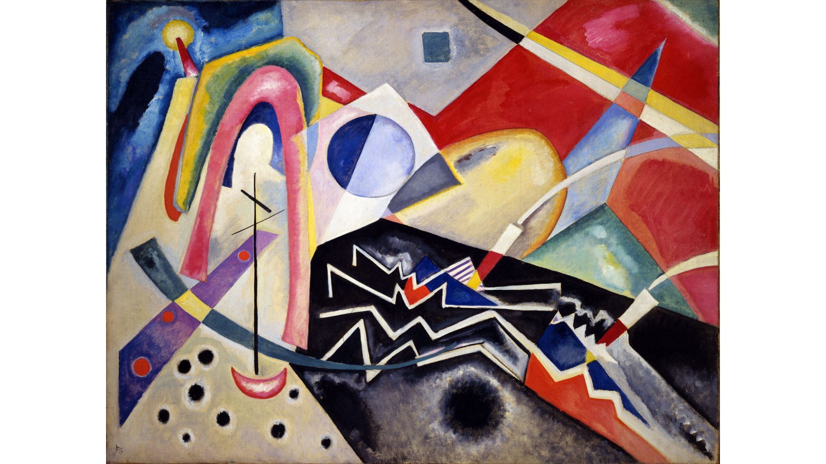 Wassily Kandinsky, Zig zag bianchi, 1922, olio su tela, cm 92x125, inv.1686, Ca' Pesaro- Galleria Internazionale d'arte Moderna, acquisto alla Biennale, 1950 - Courtesy Press Office