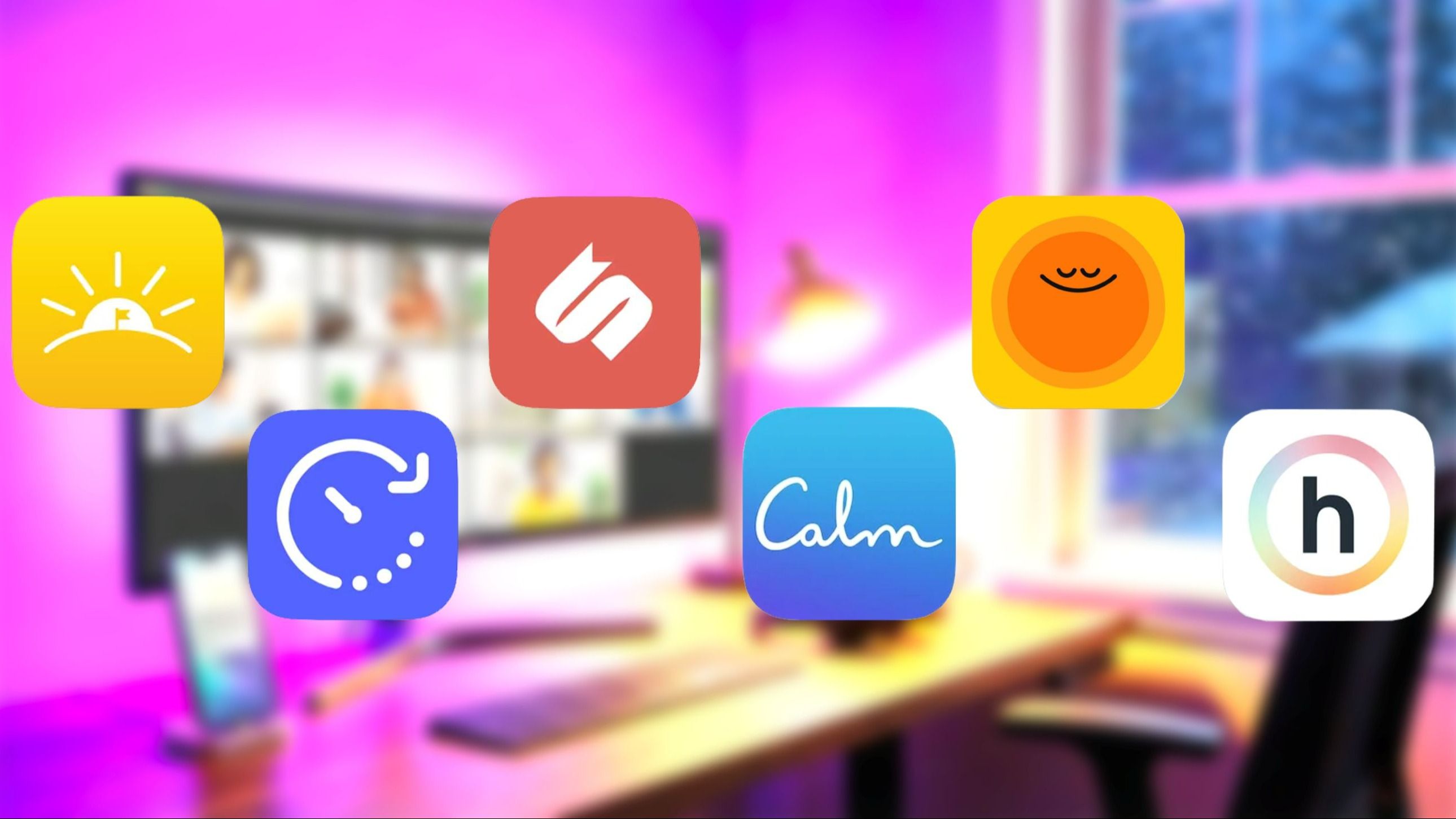 Da sinistra: GoalsWon, Focusmate, StickK, Calm, Headspace, Happify – Crediti: Ufficio Stampa