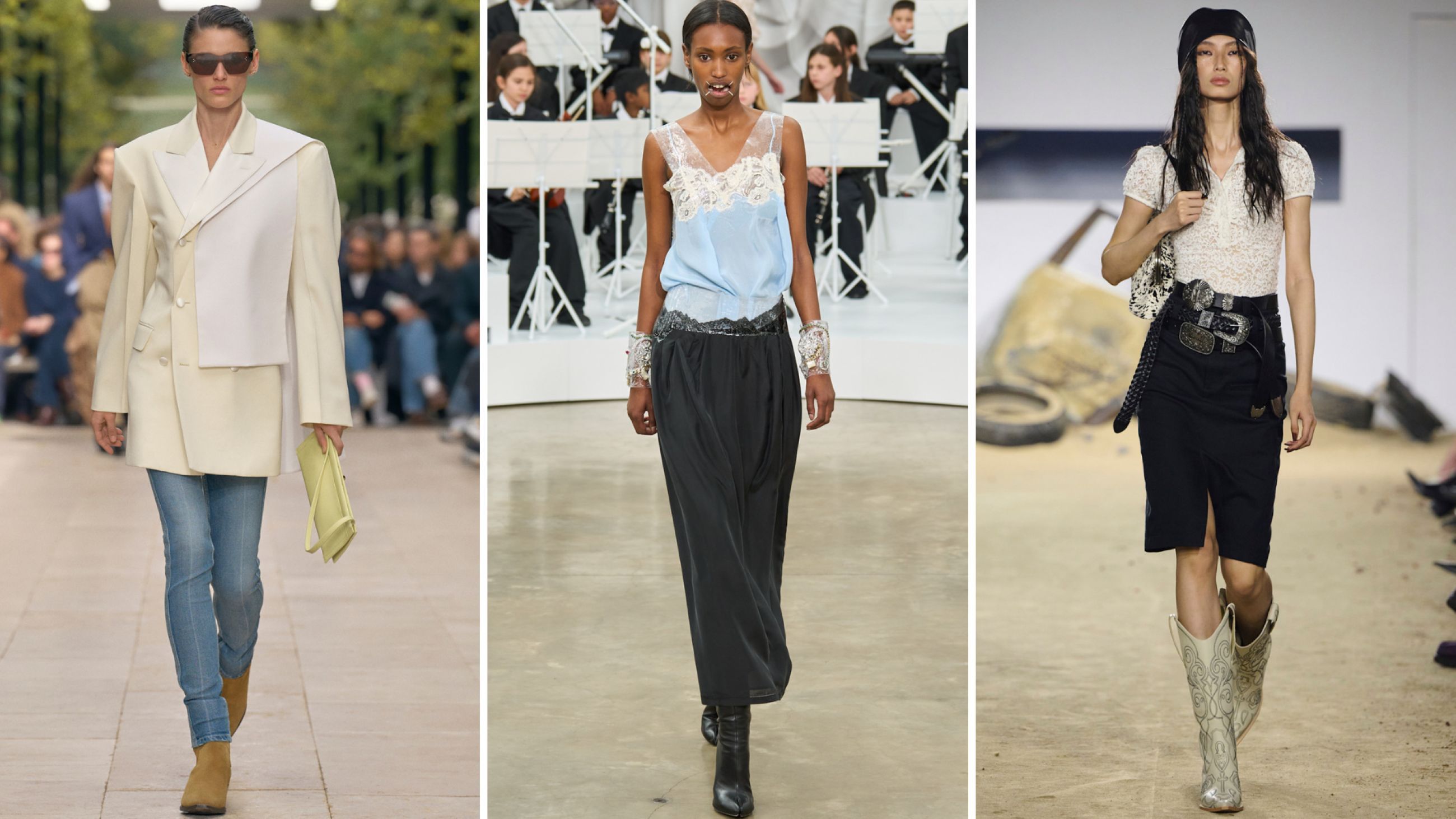 Da sinistra: Celine; Maison Margiela; Markgong SS26 - Credits: Launchmetrics.com/Spotlight