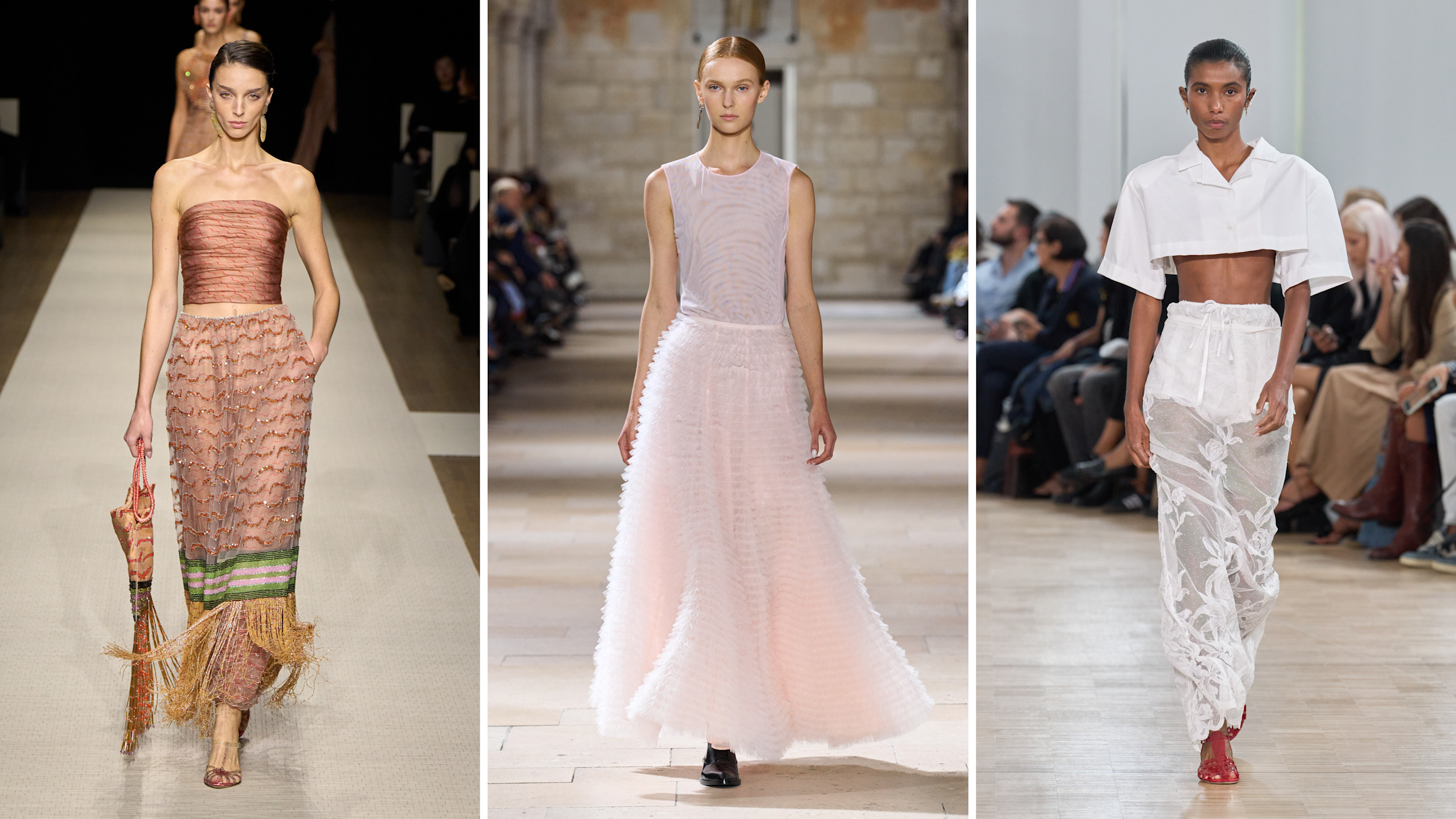 Giorgio Armani SS25; Akris SS25; Fiorucci SS25
Credits: Launchemetrics.com/Spotlight
