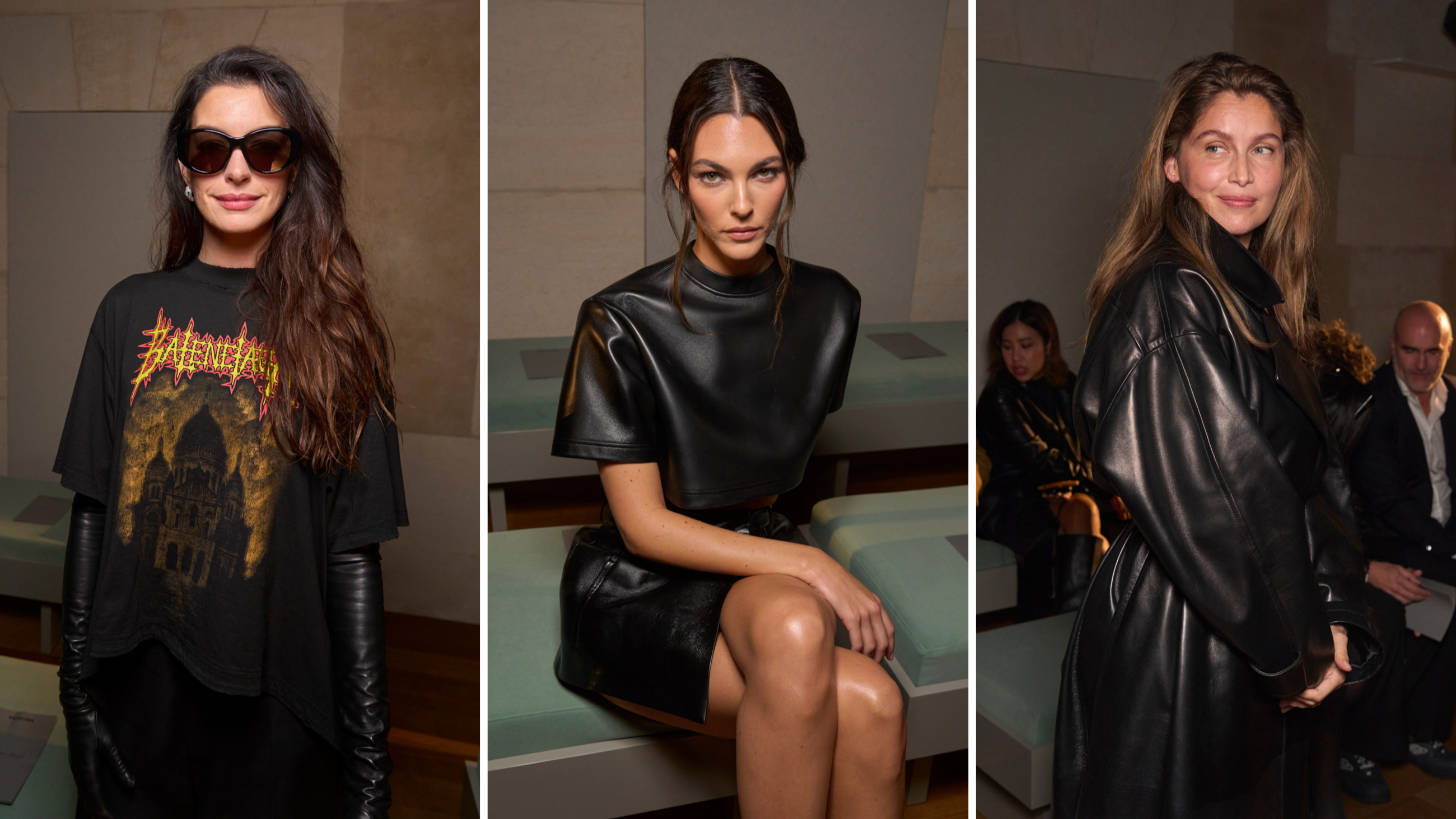 In front row alla sfilata di Balenciaga SS26 anche l'attrice Anne Hathaway, la top model Vittoria Ceretti e la modella Letitia Casta; Paris Fashion Week, 4 ottobre 2025 - Credits: Launchmetrics.com/Spotlight