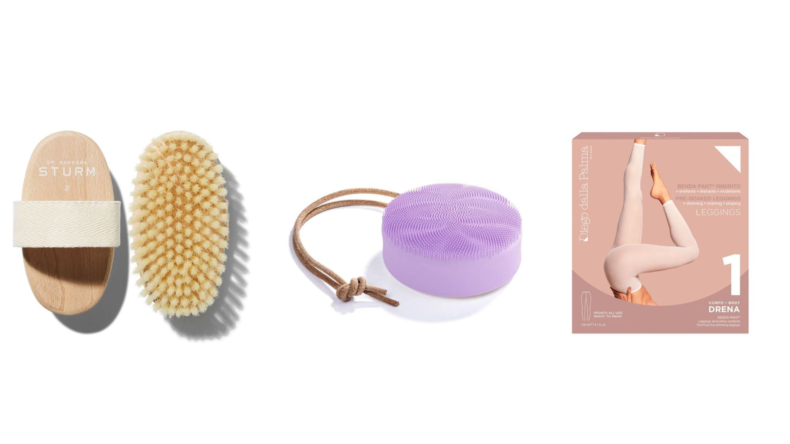 Dr. Barbara Sturm, Body Brush; Foreo, Luna™ Body; Diego Dalla Palma, Benda Pants® Leggings Termoattivo Snellente - Courtesy Press Office