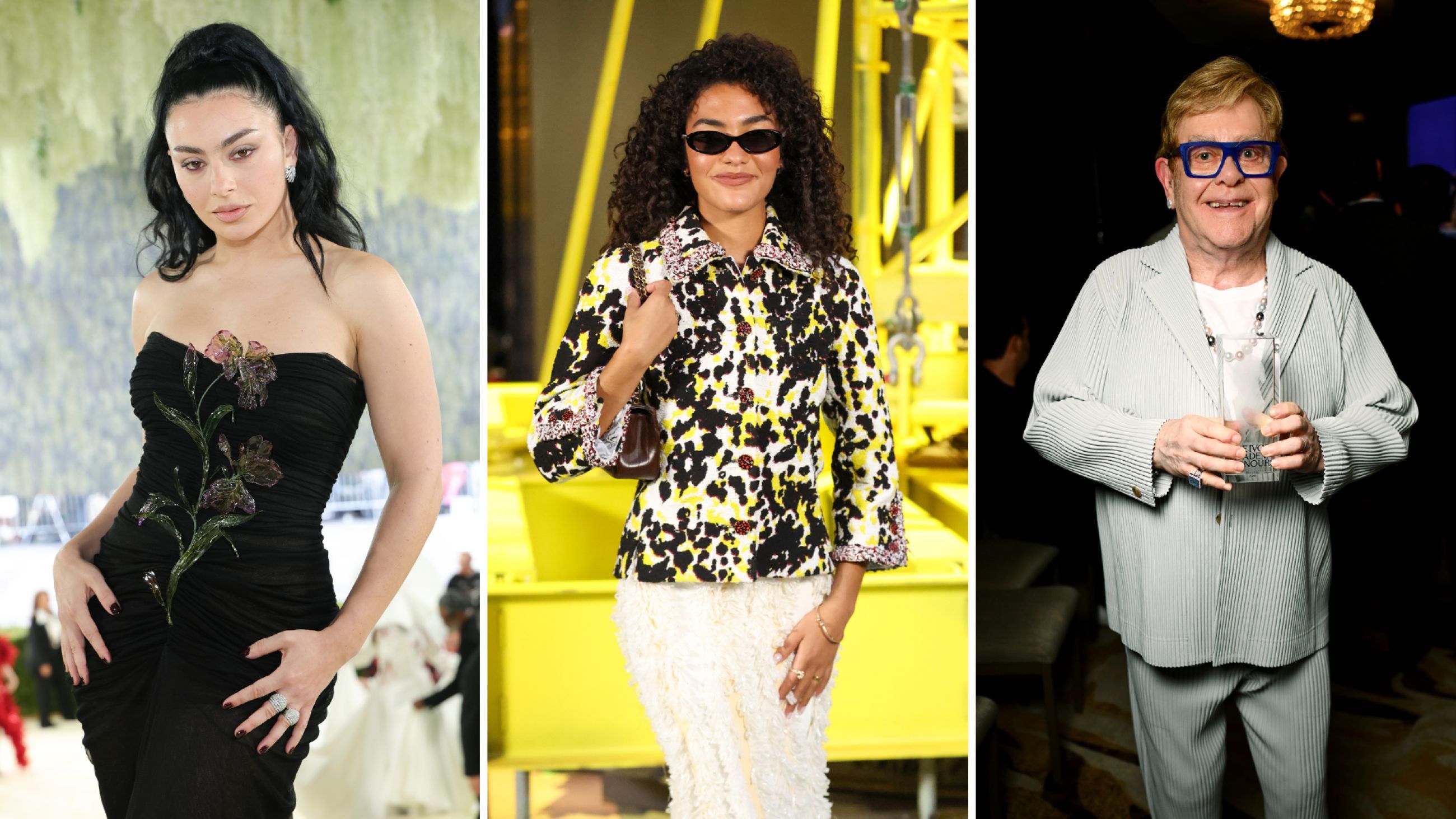 Da sinistra: Charli XCX; Olivia Dean; Elton John - Credits Getty Images 