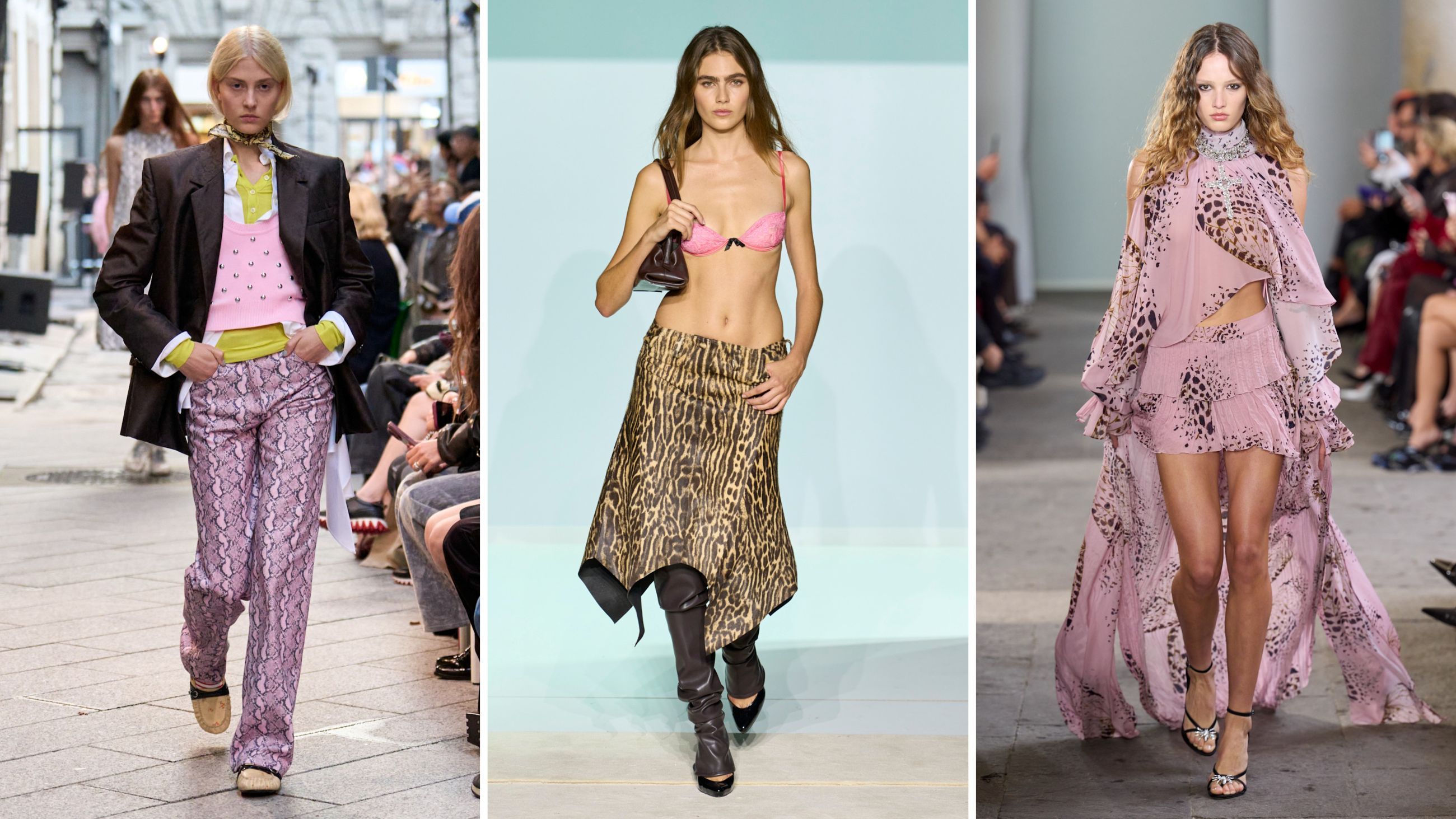 Sfilate PE26: da sinistra, look di MSGM, The Attico e Blumarine - Credits: Launchmetrics.com/Spotlight