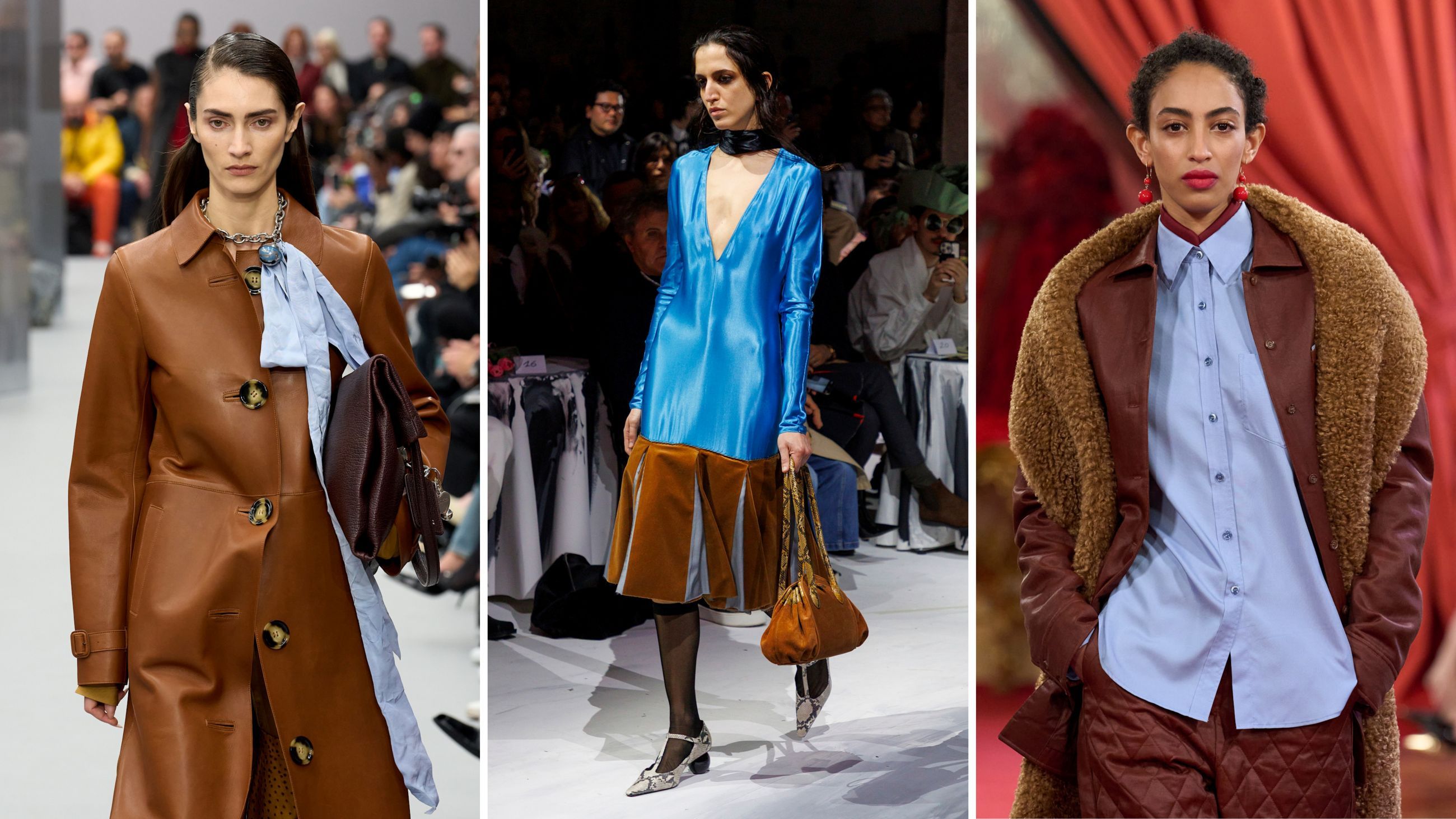 Da sinistra alcuni look dalle sfilate FW2526 di Acne Studios, Marni ed Hui – Credits: Launchmetrics.com/Spotlight