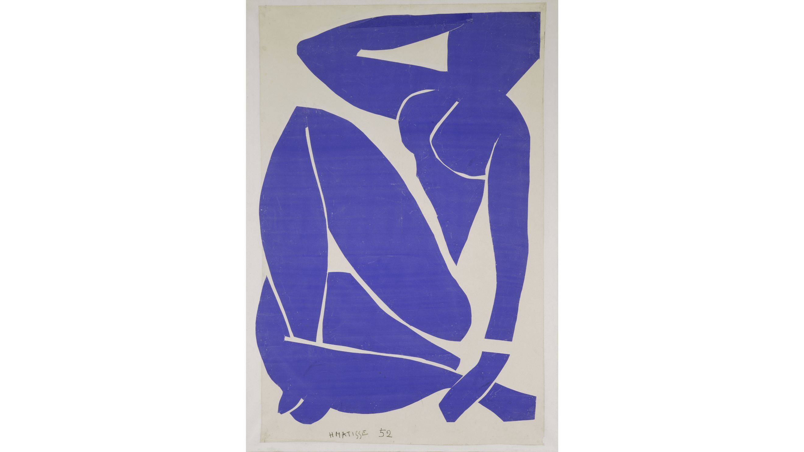 Henri Matisse Nu bleu III, 1952. Papiers gouachés, découpés et collés sur papier marouflé sur toile, 112 x 73,5 cm, Centre Pompidou, Paris Photo © Centre Pompidou, MNAM-CCI/Service de la documentation photographique du MNAM/Dist. GrandPalaisRmn 