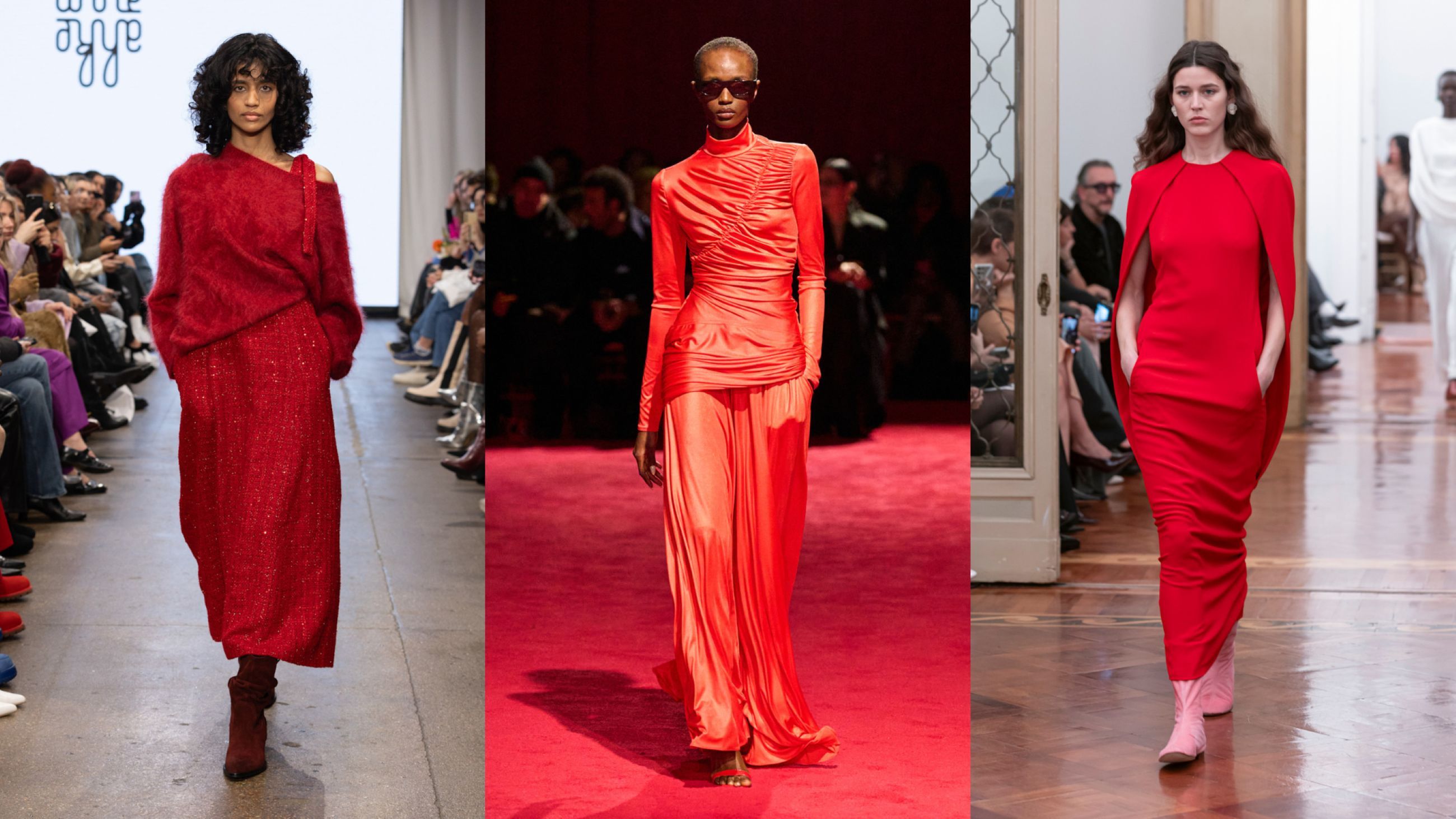 Da sinistra Ahkeke; Siriano; Ferretti FW25 - Credits Launchmetrics.com/Spotlight