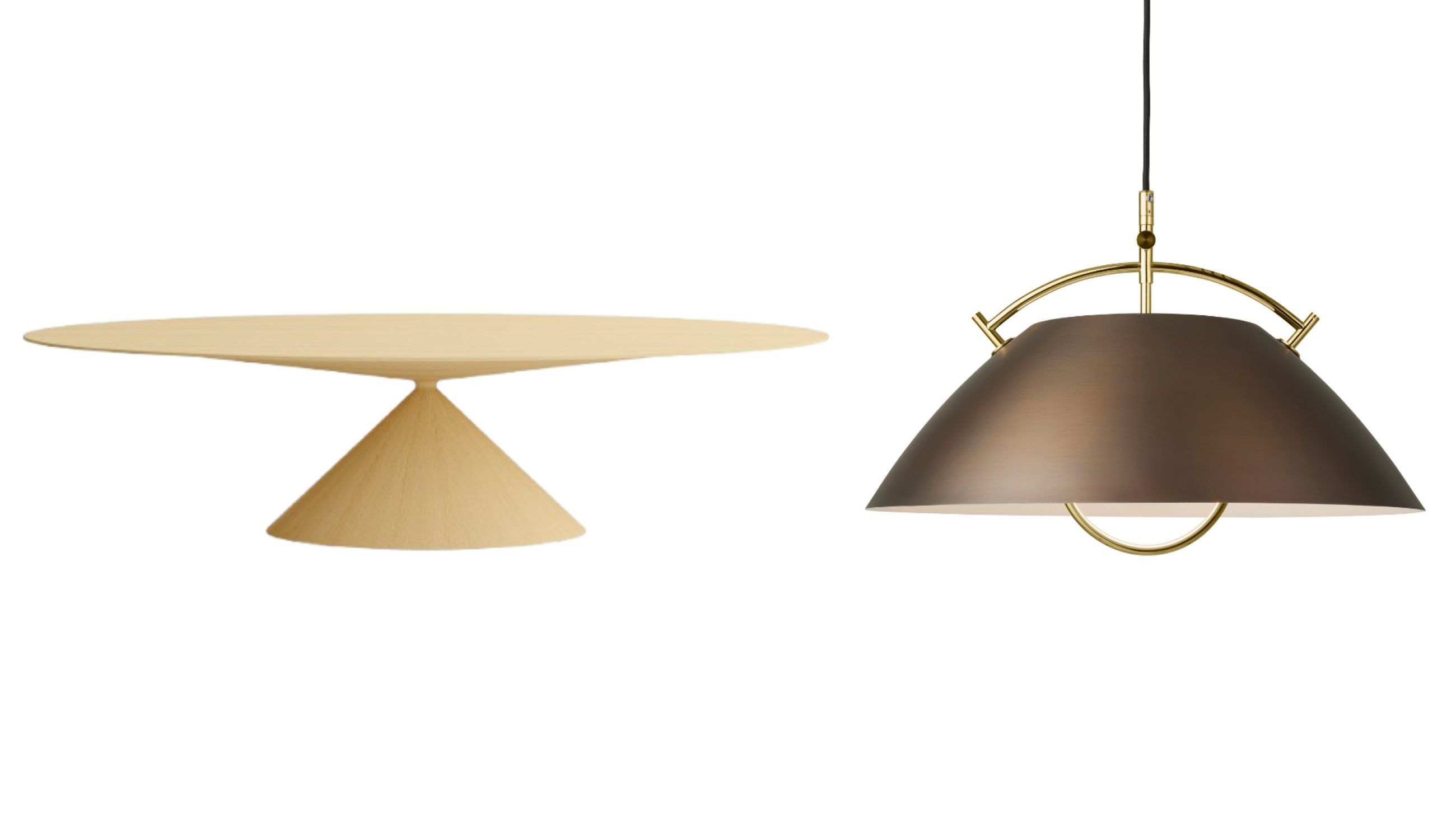Da sinistra: Clay, Desalto - Courtesy Desalto; The Pendant, Carl Hansen & Søn - Courtesy Carl Hansen & Søn 