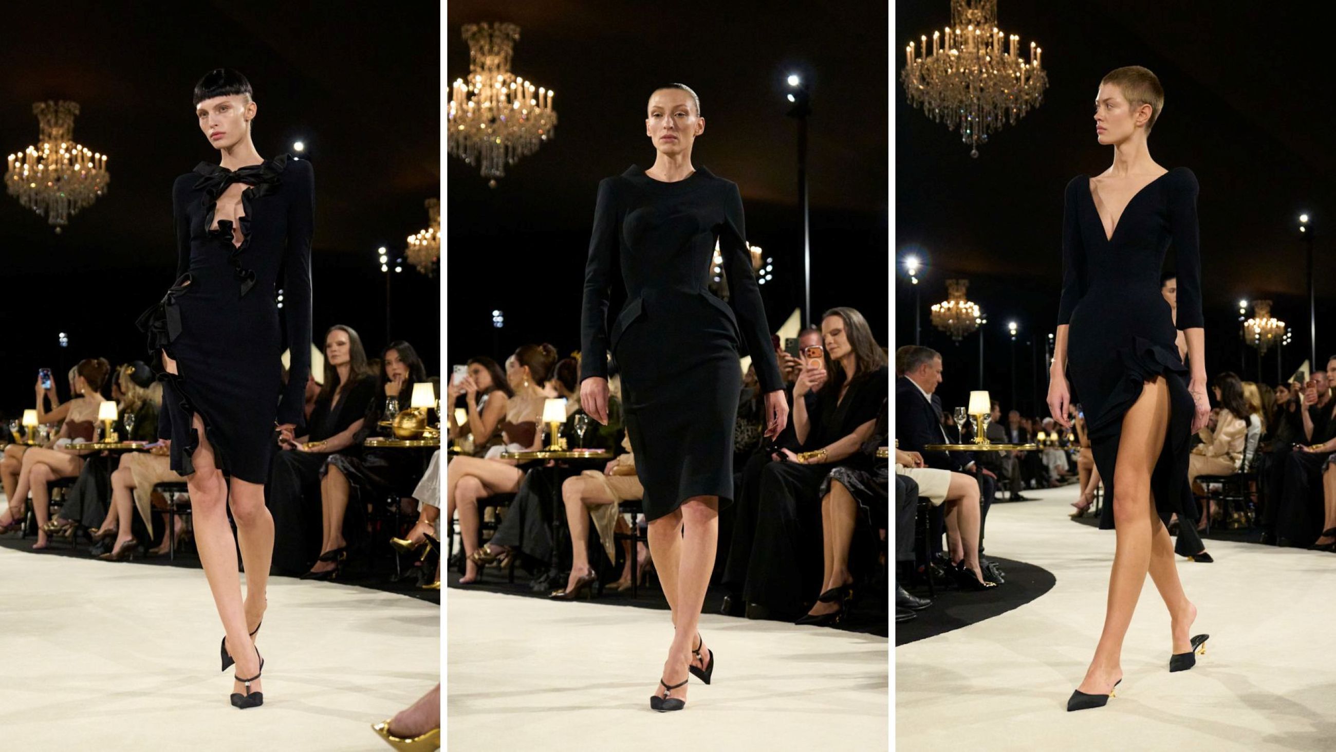 Per lo show Schiaparelli PE 2027 Daniel Roseberry porta in passerella la collezione Going Clear che è la sua personale sublimazione del little black dress in chiave revenge dressing - Credits: Launchmetrics.com/Spotlight