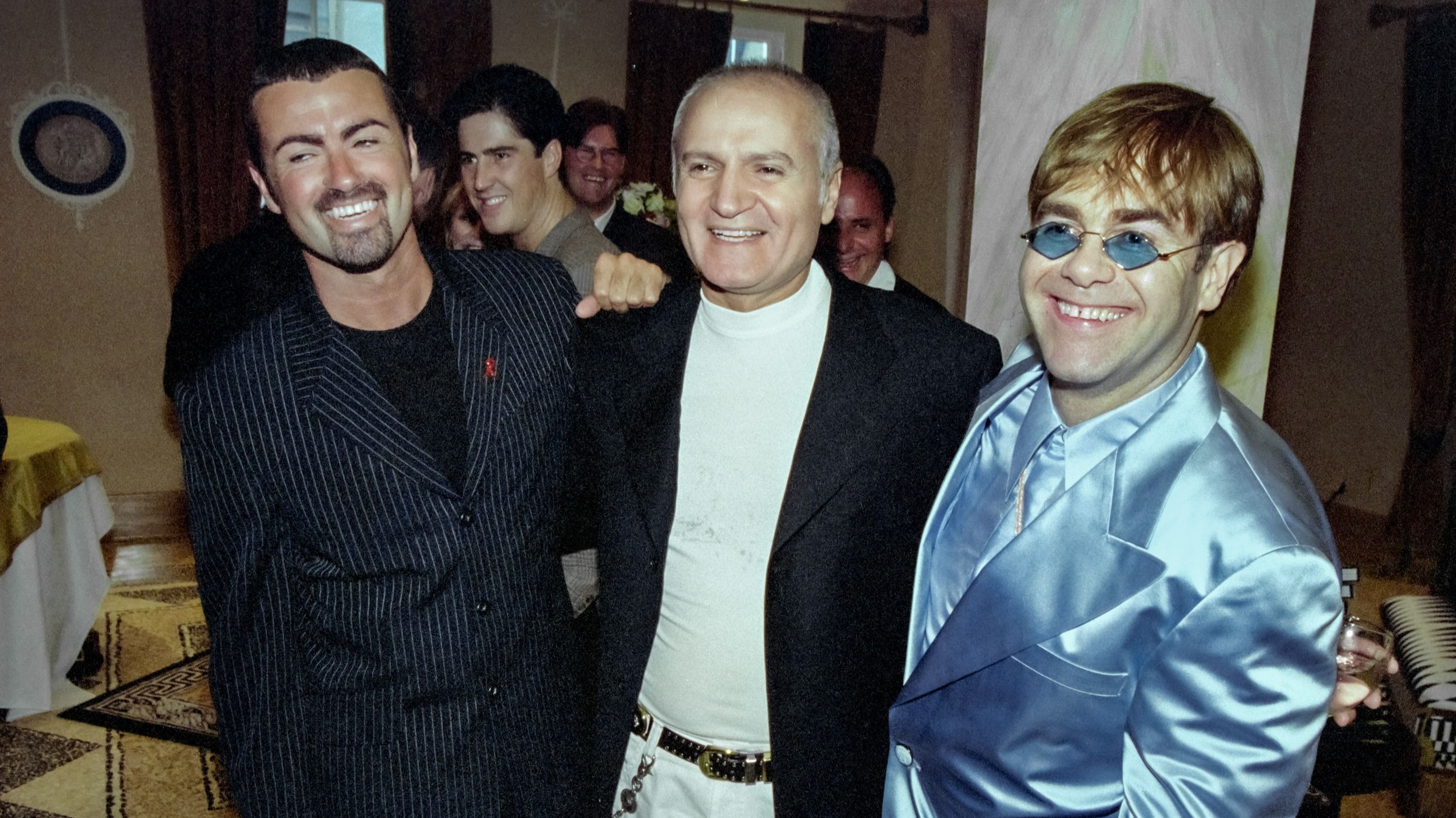 Gianni Versace, Elton John and George Michael at the Bond St Versace store, 1995
Credit: Peter Macdiarmid