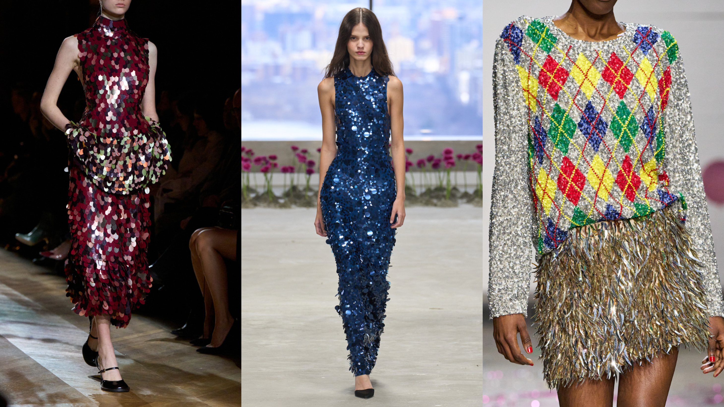 Da sinistra Dries Van Noten; Caroline Herrera; Ashish FW25 - Credits: Launchemtrics.com/Spotlight 