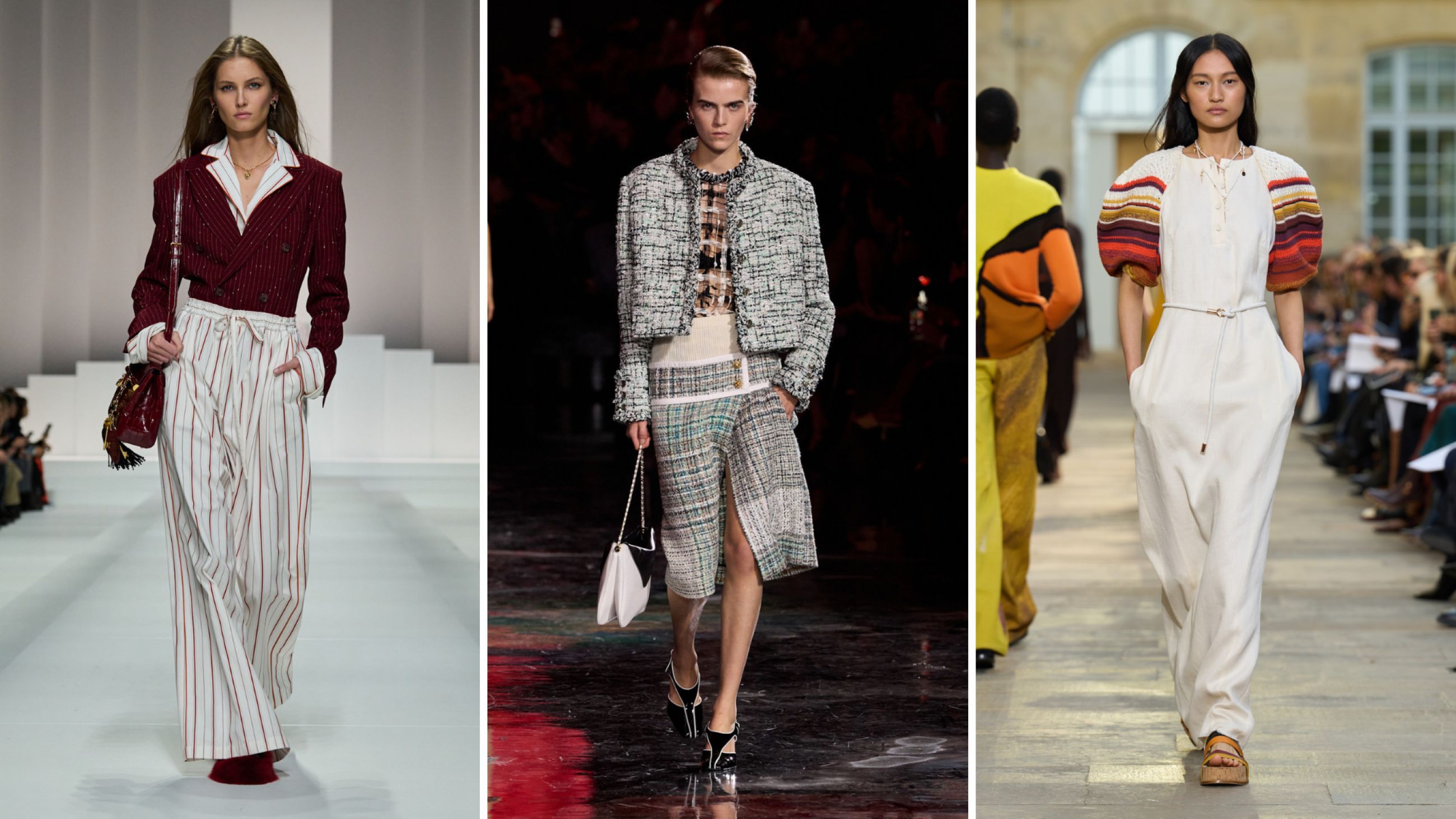 Da sinistra: Dolce&Gabbana; Chanel; Gabriela Hearst SS26 - Credits Launchmetrics.com/Spoltight