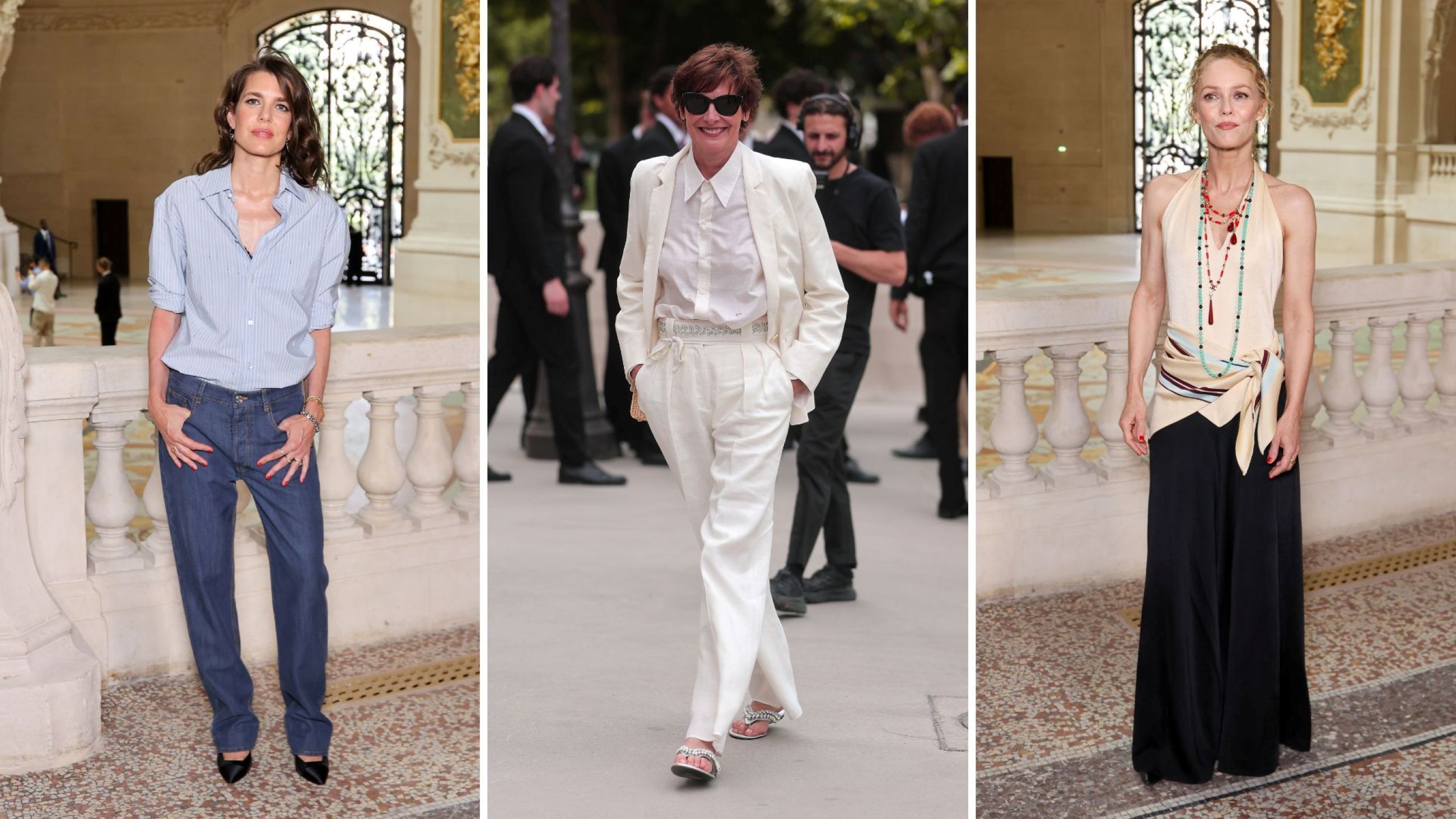 Da sinistra a destra, Charlotte Casiraghi, Inès de La Fressange e Vanessa Paradis - Credits: Getty Images