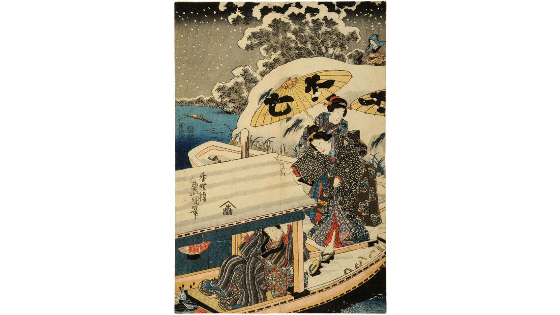 Utagawa Kunisada, Tre dame in barca in un paesaggio nevoso - Credits: Courtesy Press Office