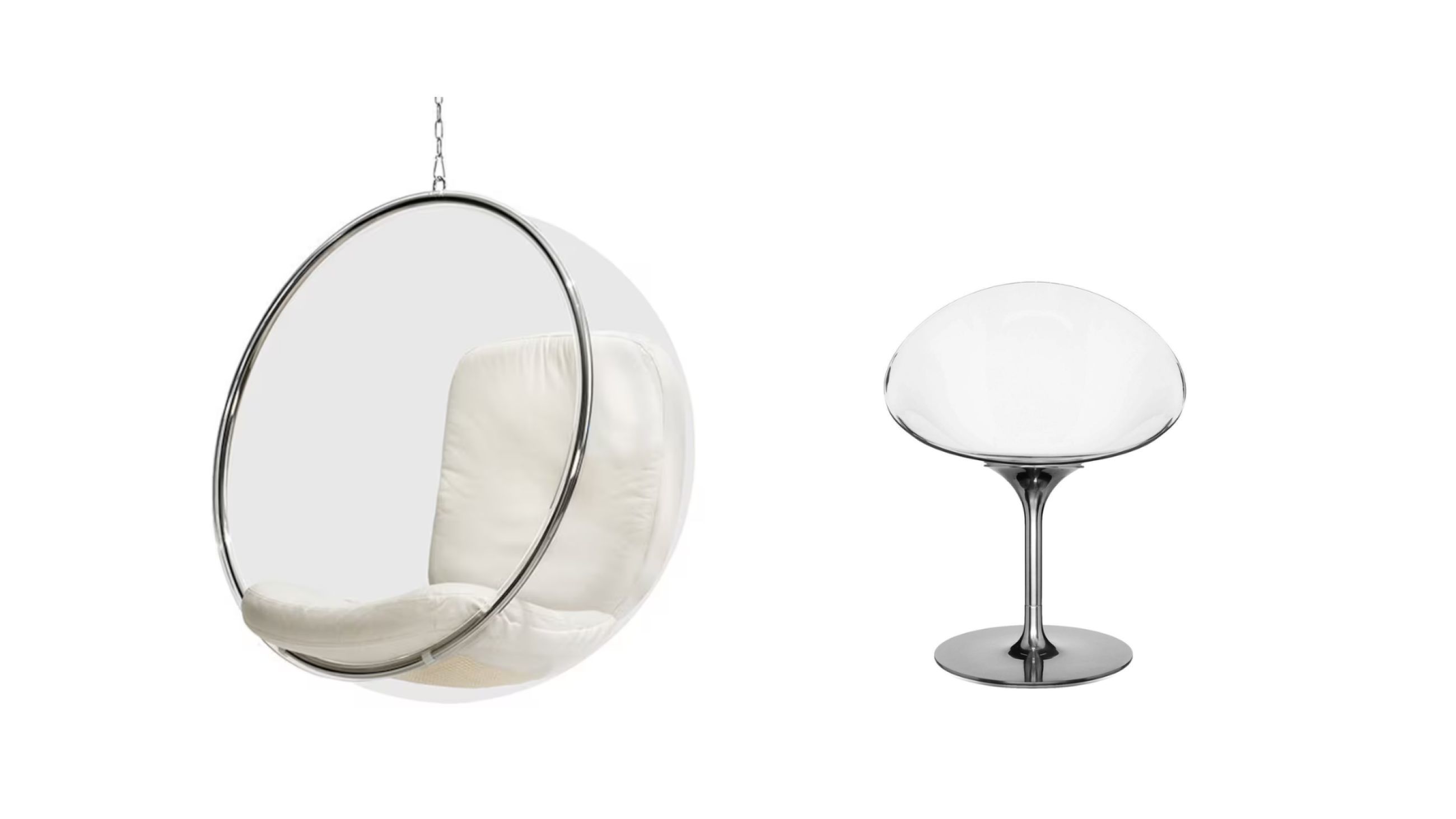 Eero Aarnio, Bubble Chair - Courtesy Eero Aarnio; Kartell, Eros - Courtesy Kartell