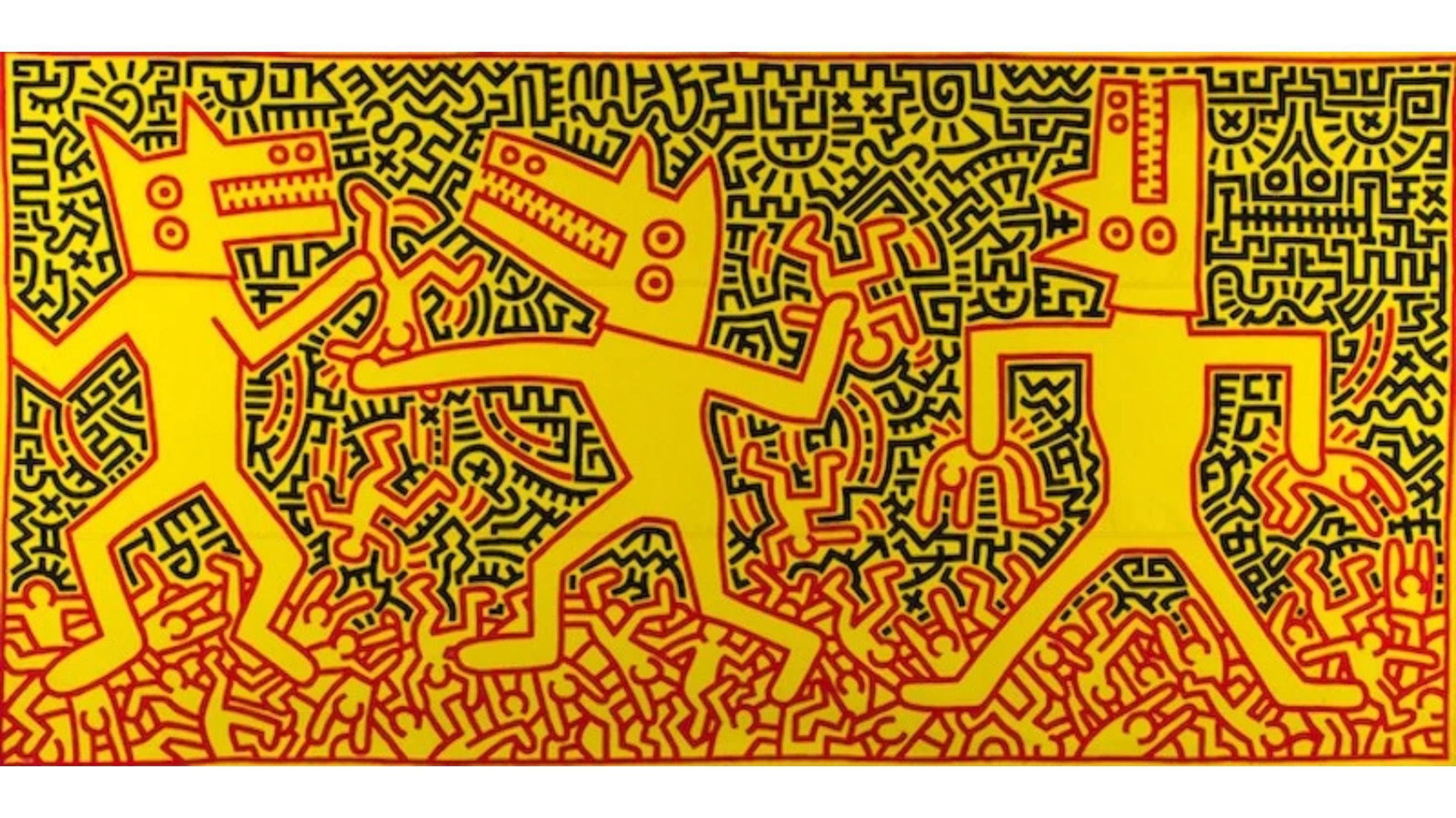 Keith Haring Untitled Senza titolo, 1983. Acrilico su tela 228,5 x 1,68 x 3 cm. Museo della Reggia di Caserta © Keith Haring Foundation - Courtesy Press Office 