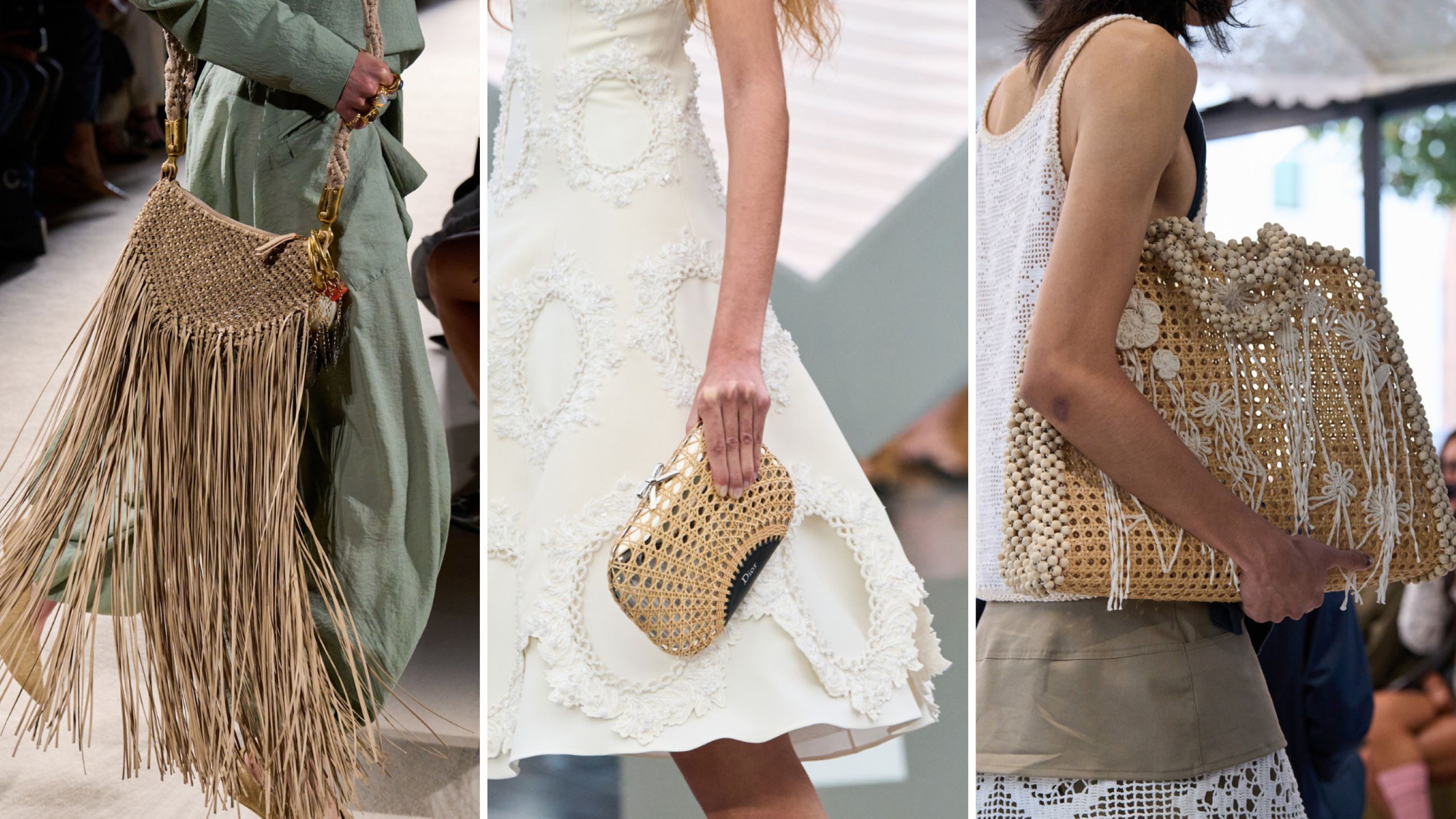 Da sinistra: Balmain; Dior; Marco Rambaldi SS26 - Credits Launchmetrics.com/Spotlight