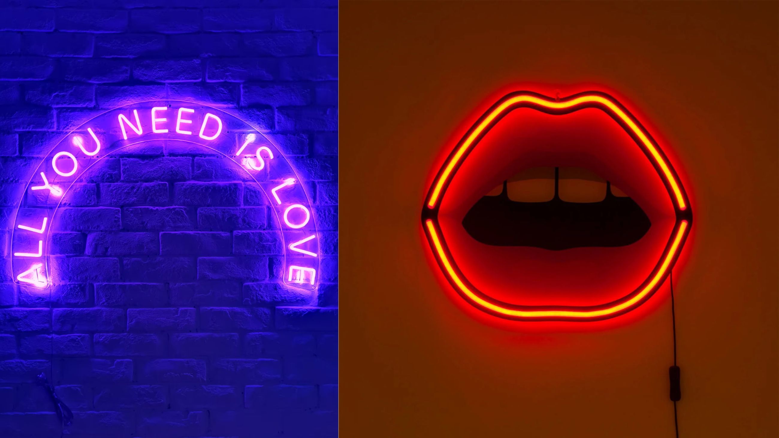 Lampada All You Need Is Love di Candy Shock - Courtesy Candy Shock; Led Sign, Seletti × Studio Job - Courtesy Seletti 