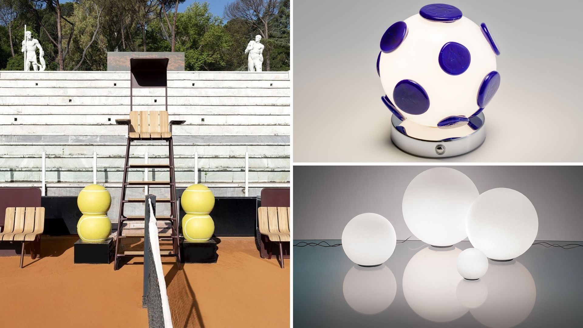 Ethimo, Ace; Multiforme, Tripop; Artemide, Dioscuri - Credits: Courtesy Ethimo; Courtesy Multiforme; Courtesy Artemide 