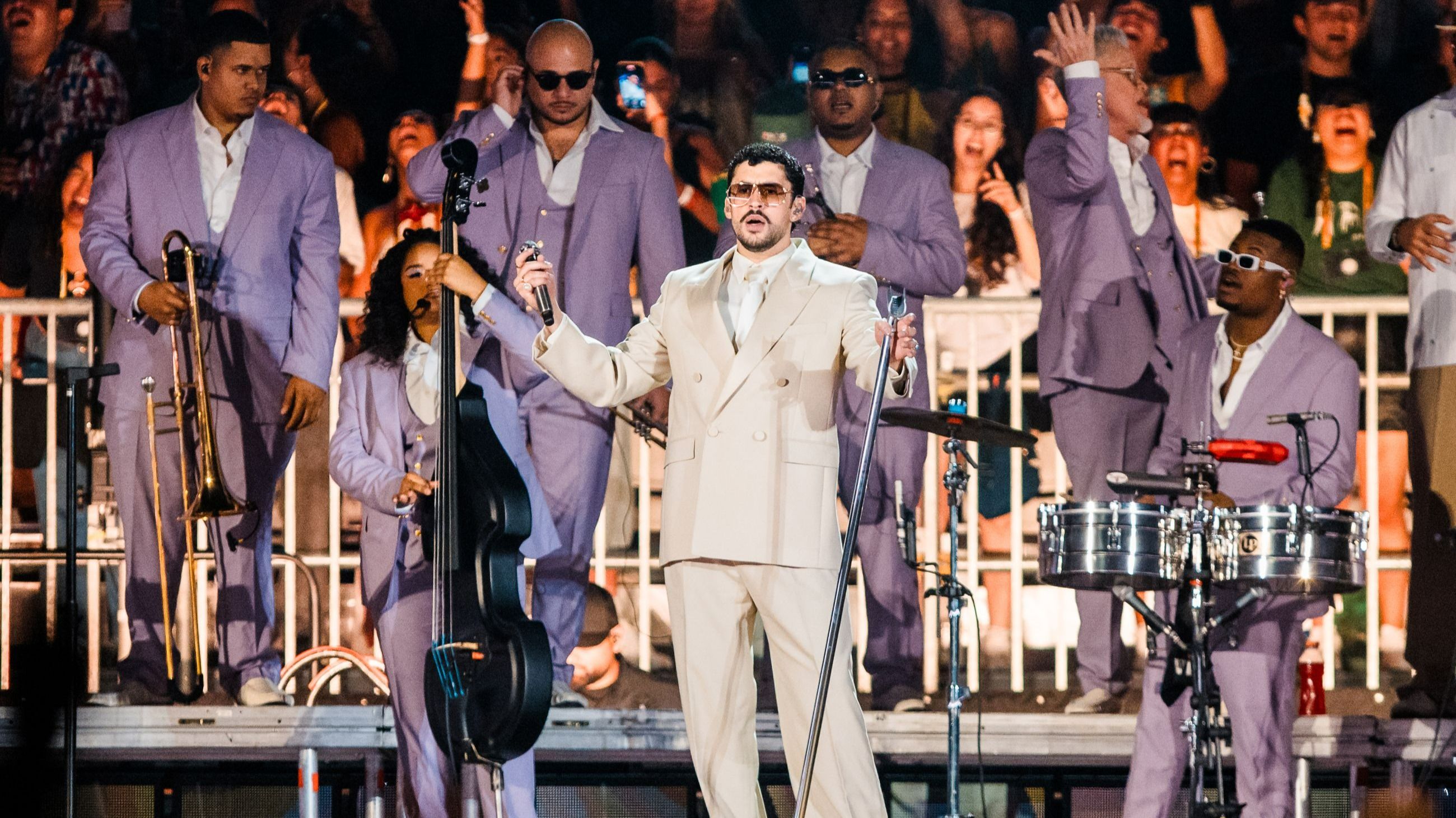 Bad Bunny si esibisce sul palco durante il concerto del suo Debí Tirar Más Fotos World Tour all'Allianz Parque il 20 febbraio 2026 a San Paolo, Brasile - Credits: Getty Images