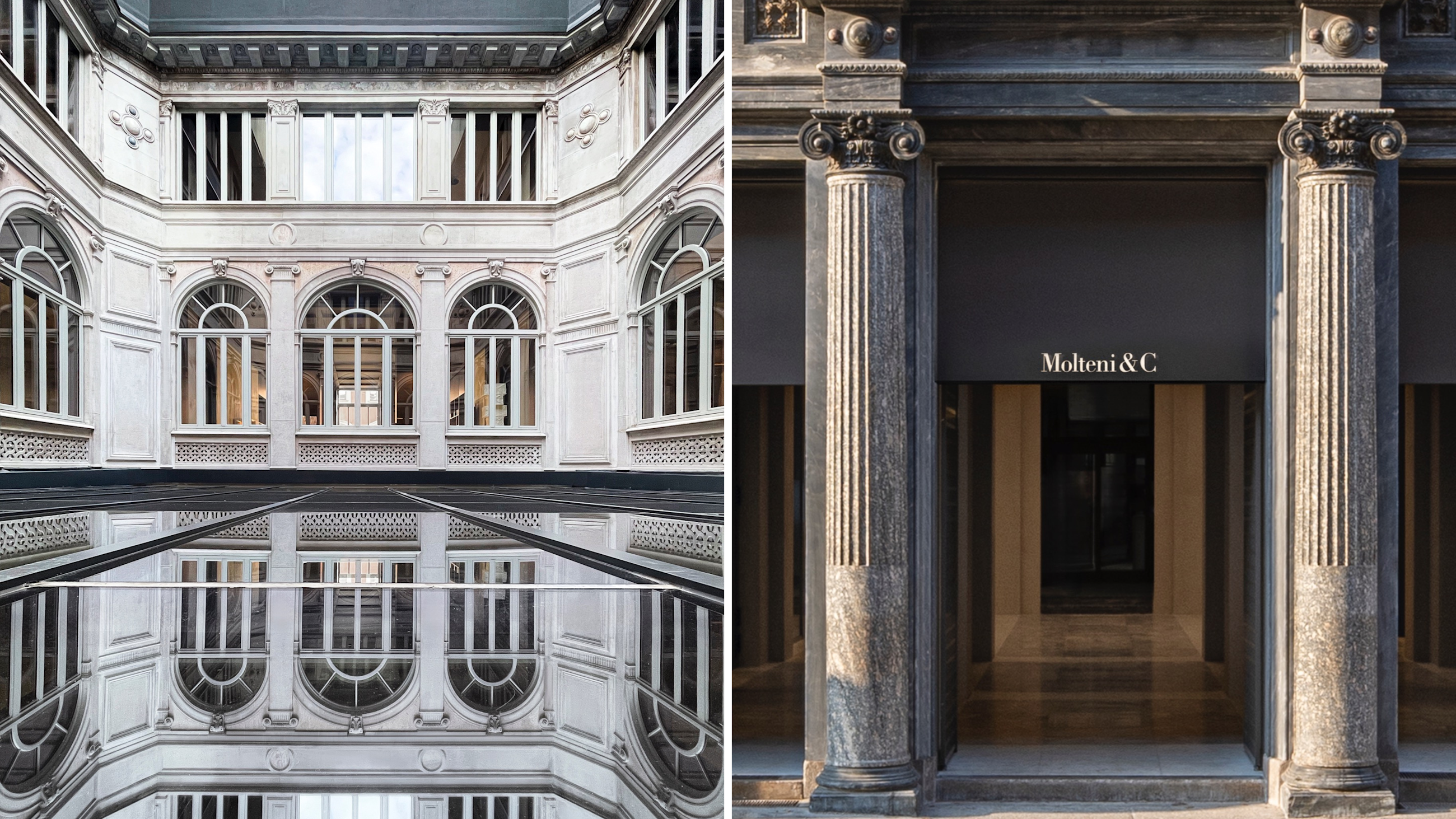 L’ingresso di Palazzo Molteni in via Alessandro Manzoni 9
Un dettaglio della facciata del Palazzo
