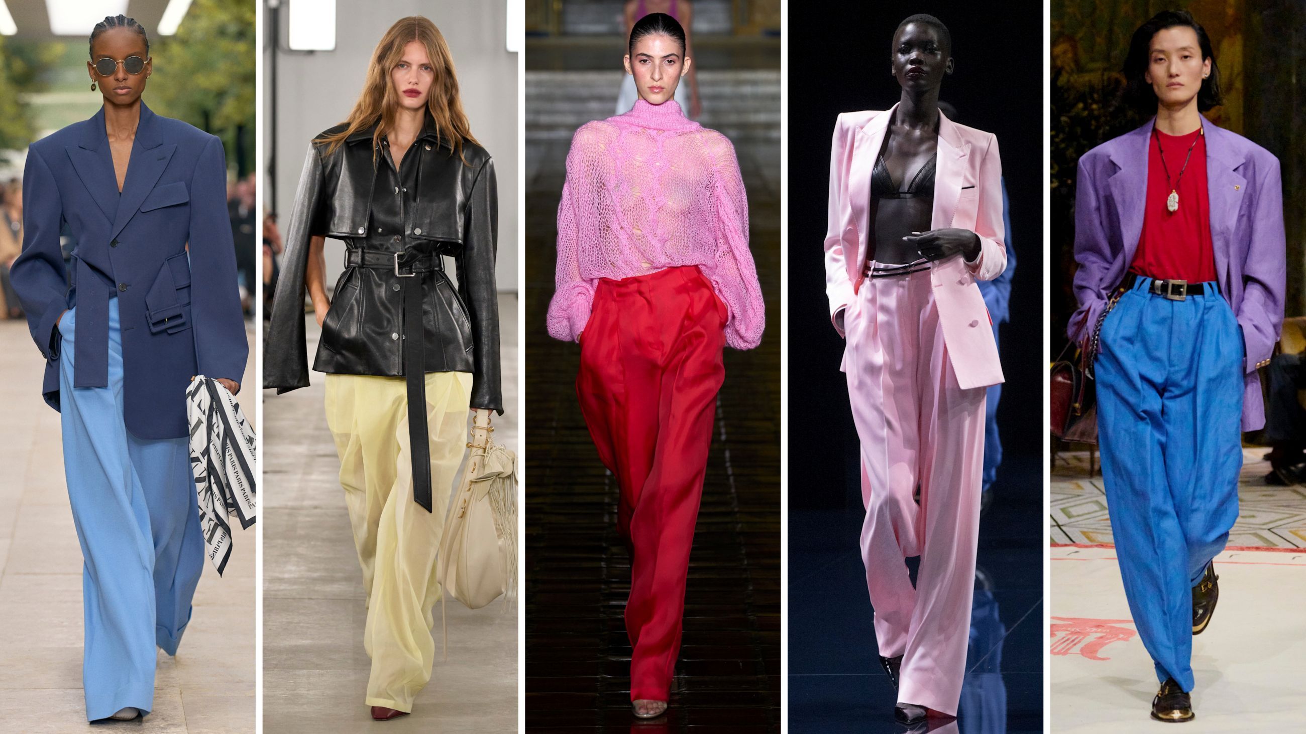 Da sinistra, look dalle sfilate PE26 di Celine, Sportmax, Prabal Gurung, Tom Ford e Versace - Credits: Launcmetrics.com/Spotlight 