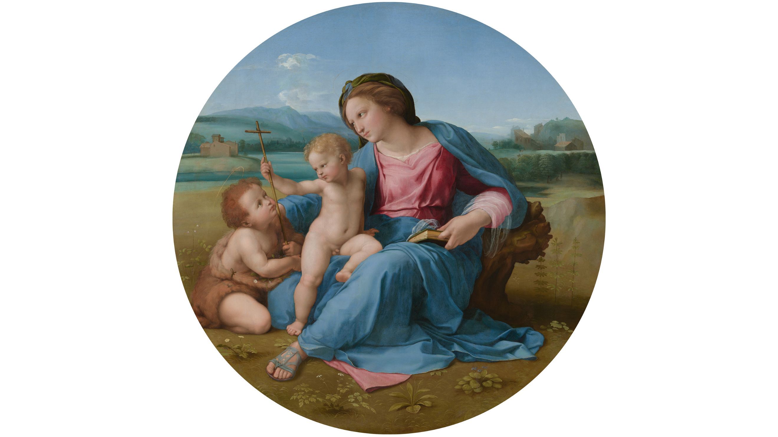 Raphael (Raffaello di Giovanni Santi) (Italian, 1483–1520). The Virgin and Child with Infant Saint John the Baptist in a Landscape (The Alba Madonna) ca. 1509-11. Oil on canvas (transferred from wood) National Gallery of Art, Washington, D.C., Andrew W. Mellon Collection (1937.1.24). Courtesy National Gallery of Art, Washington