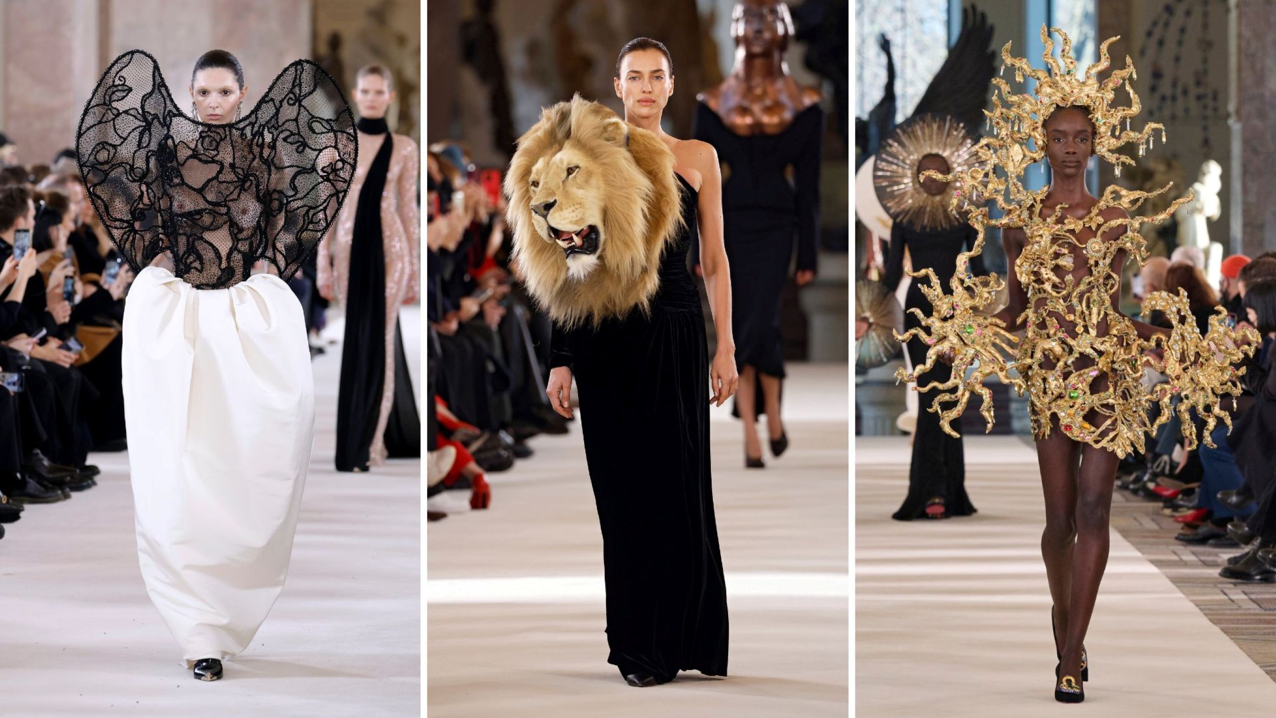 Alcuni tra gli abiti più iconici presentati da Schiaparelli durante l’Haute Couture - Credits: Getty Images