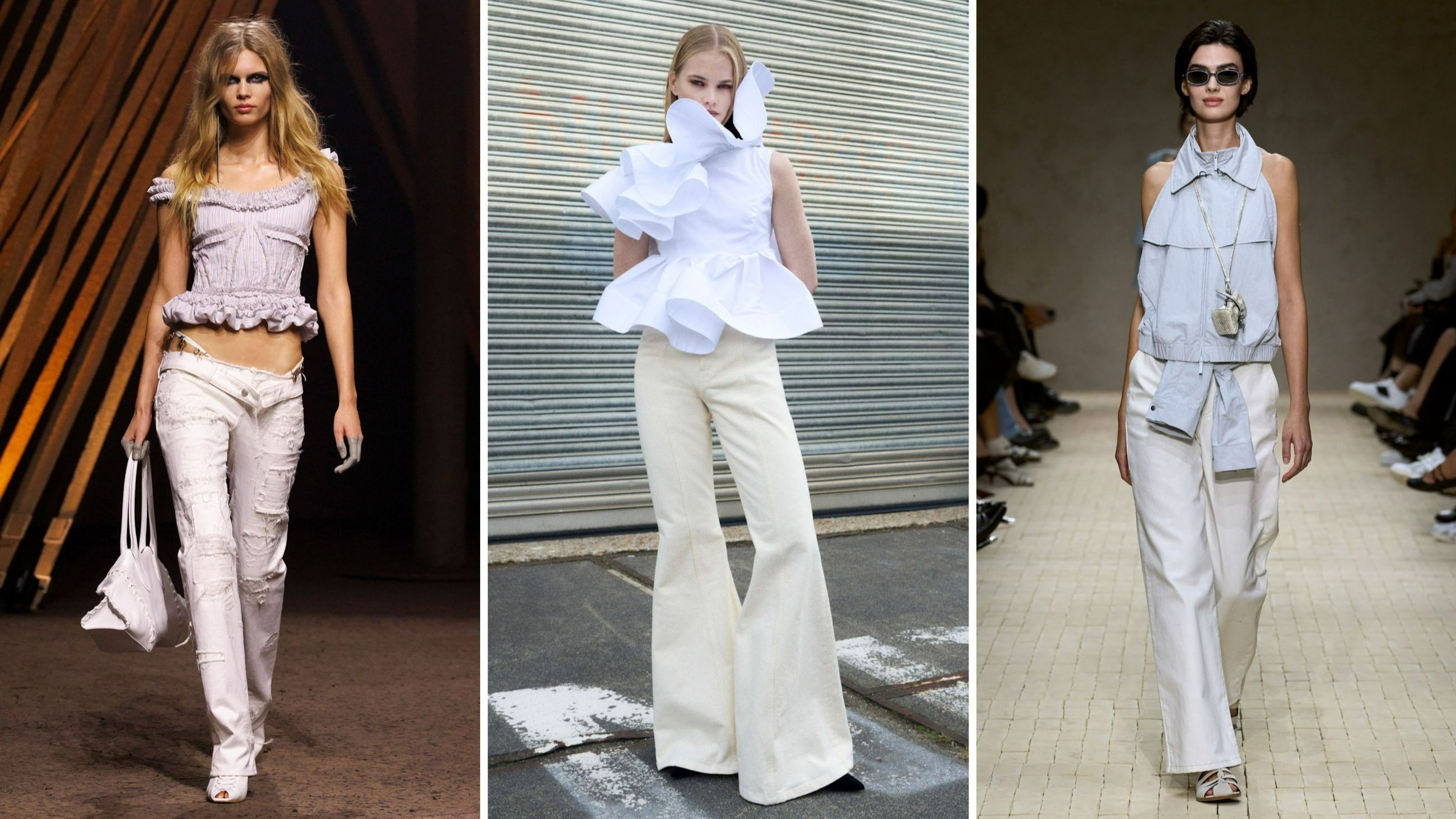 Dalle collezioni PE26: da sinistra, outfit di Alexander McQueen, Viktor&Rolf ed Emporio Armani - Credits: Launchmetrics.com/Spotlight