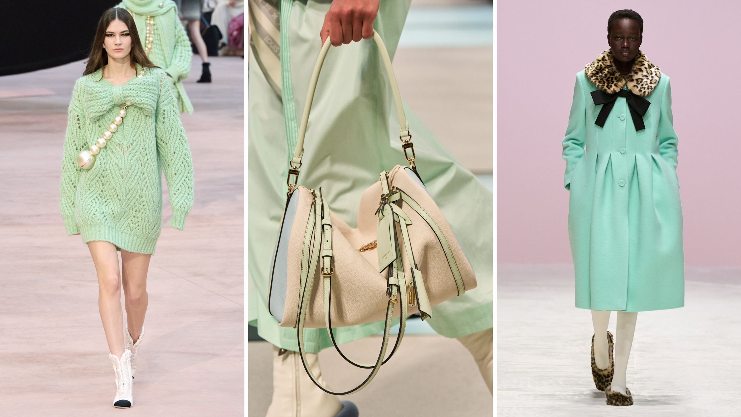 Da sinistra alcuni look dalle sfilate FW2526 di Chanel, Louis Vuitton e Vivetta – Credits: Launchmetrics.com/Spotlight