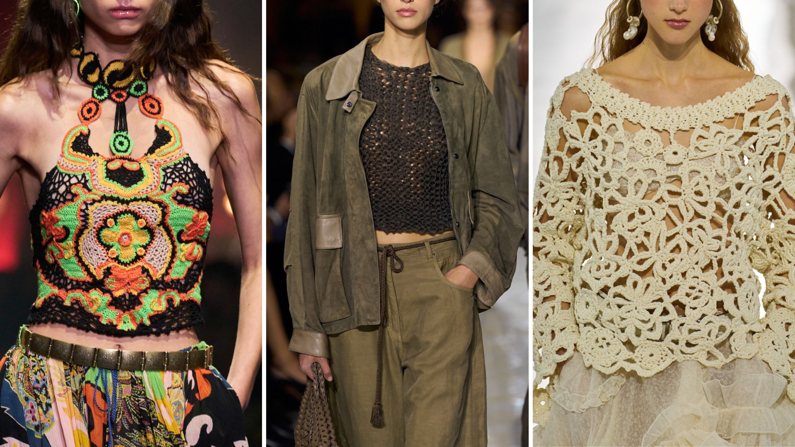 Da sinistra: Etro; Giorgio Armani; Ermanno Scervino SS26 - Credits Launchmetrics.com/Spotlight