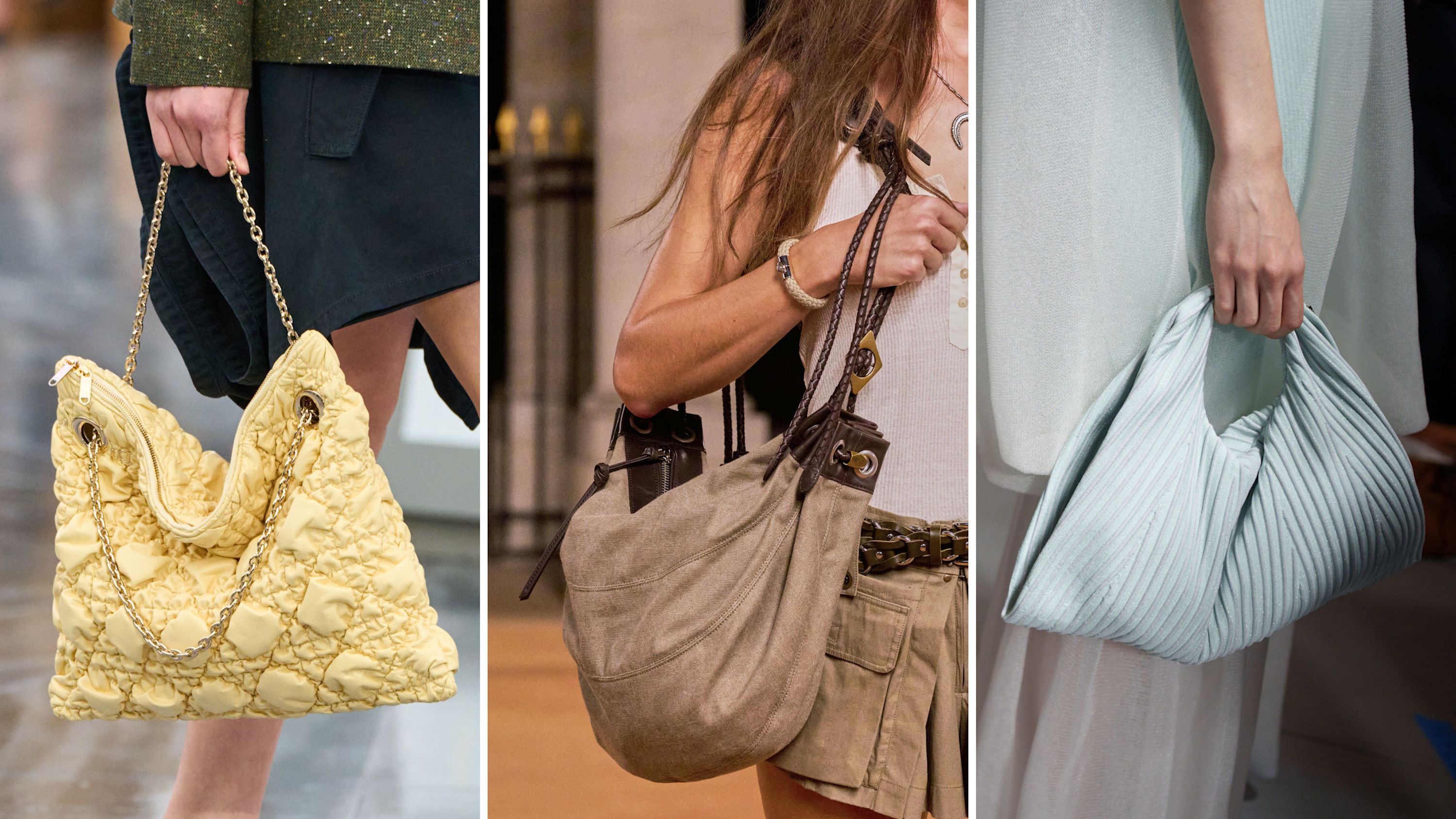 Dalle sfilate PE26: da sinistra, Christian Dior; Isabel Marant; CFCL - Credits: Launchmetrics.com/Spotlight
