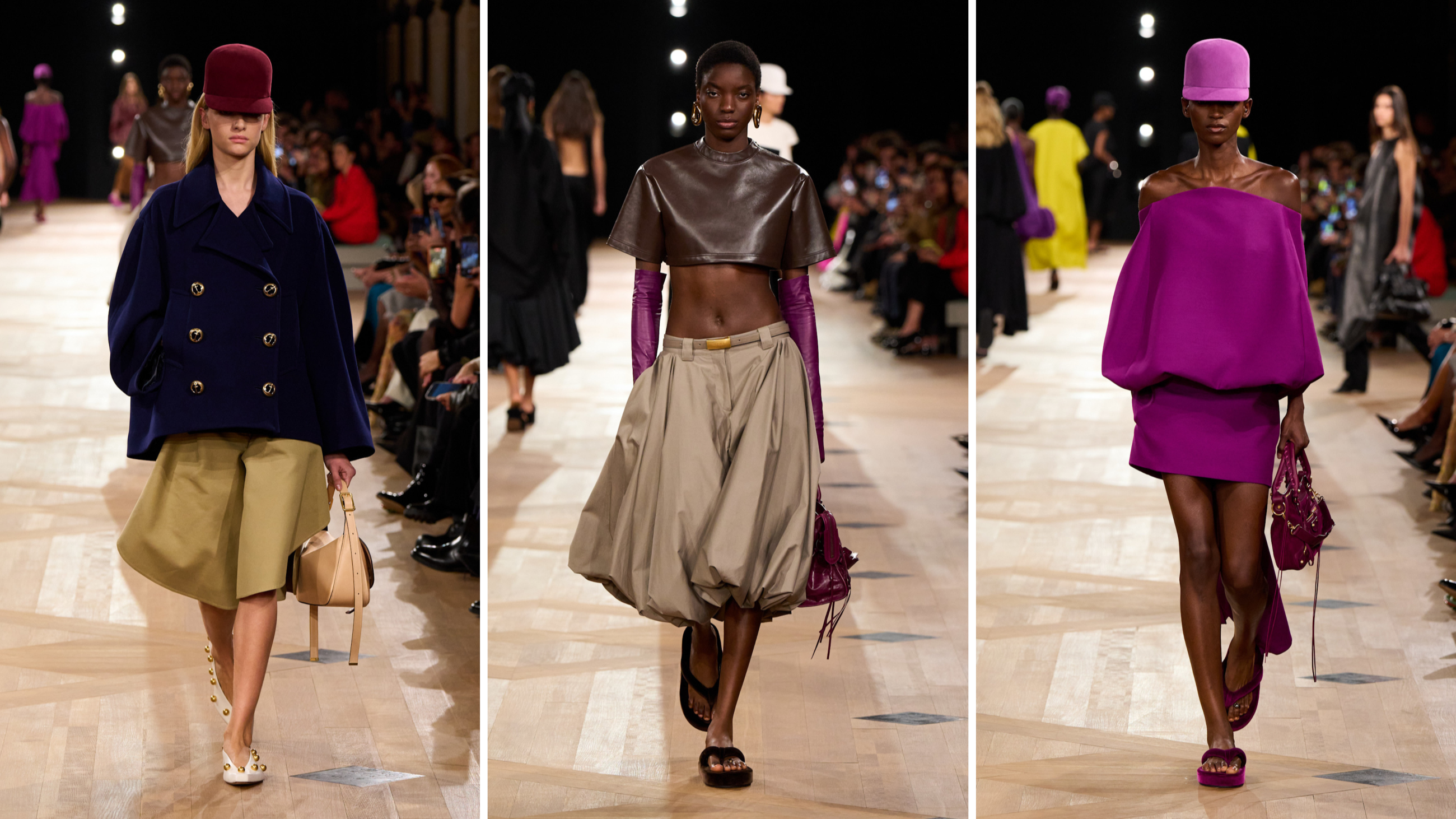 Nella collezione di Balenciaga SS26 non mancano mises dal taglio sartoriale e cappelli; Paris Fashion Week, 4 ottobre 2025 - Credits: Launchmetrics.com/Spotlight