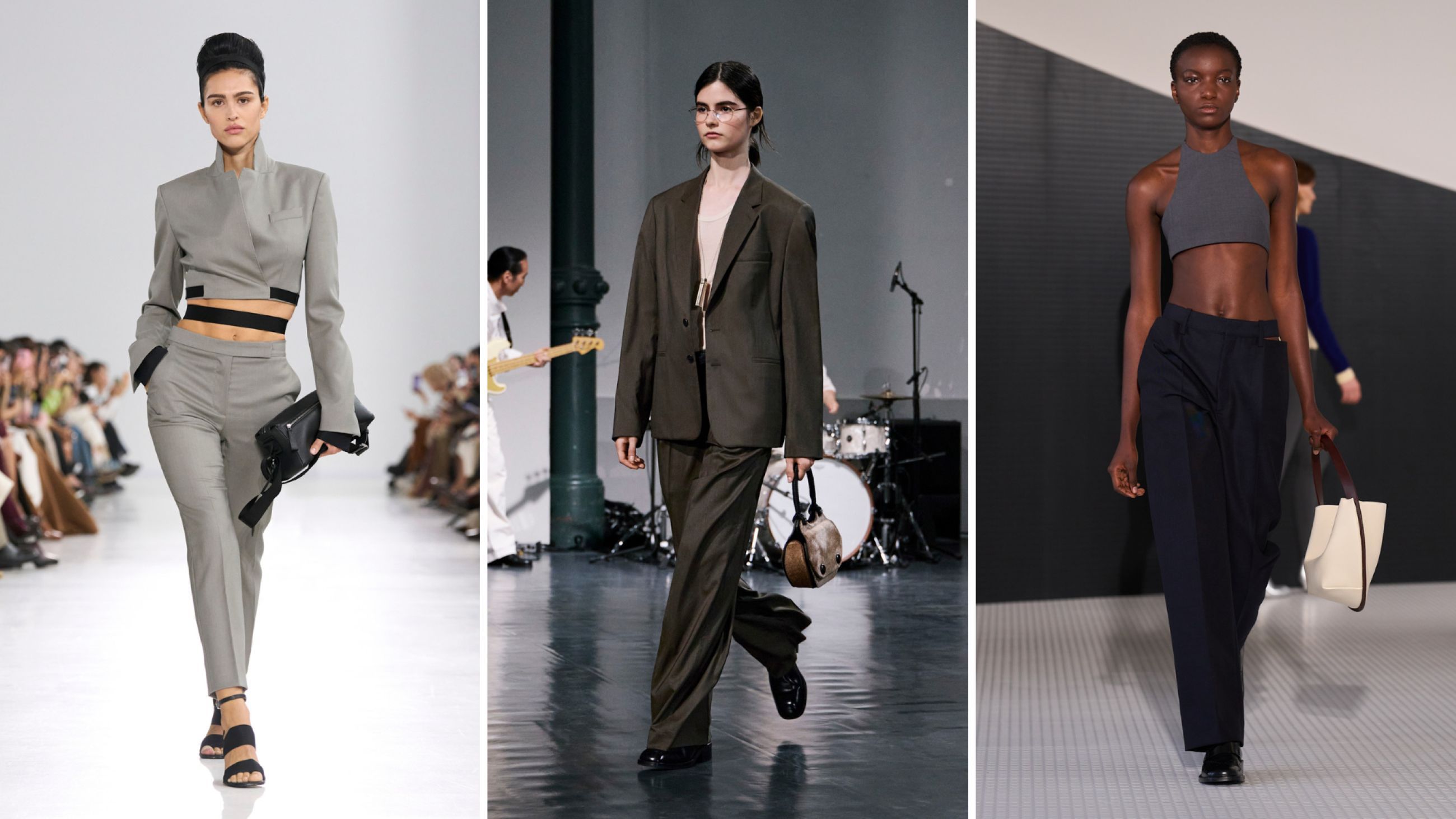 Da sinistra: Max Mara; Lemaire; Jil Sander SS26 - Credits Launchmetrics.com/Spotlight