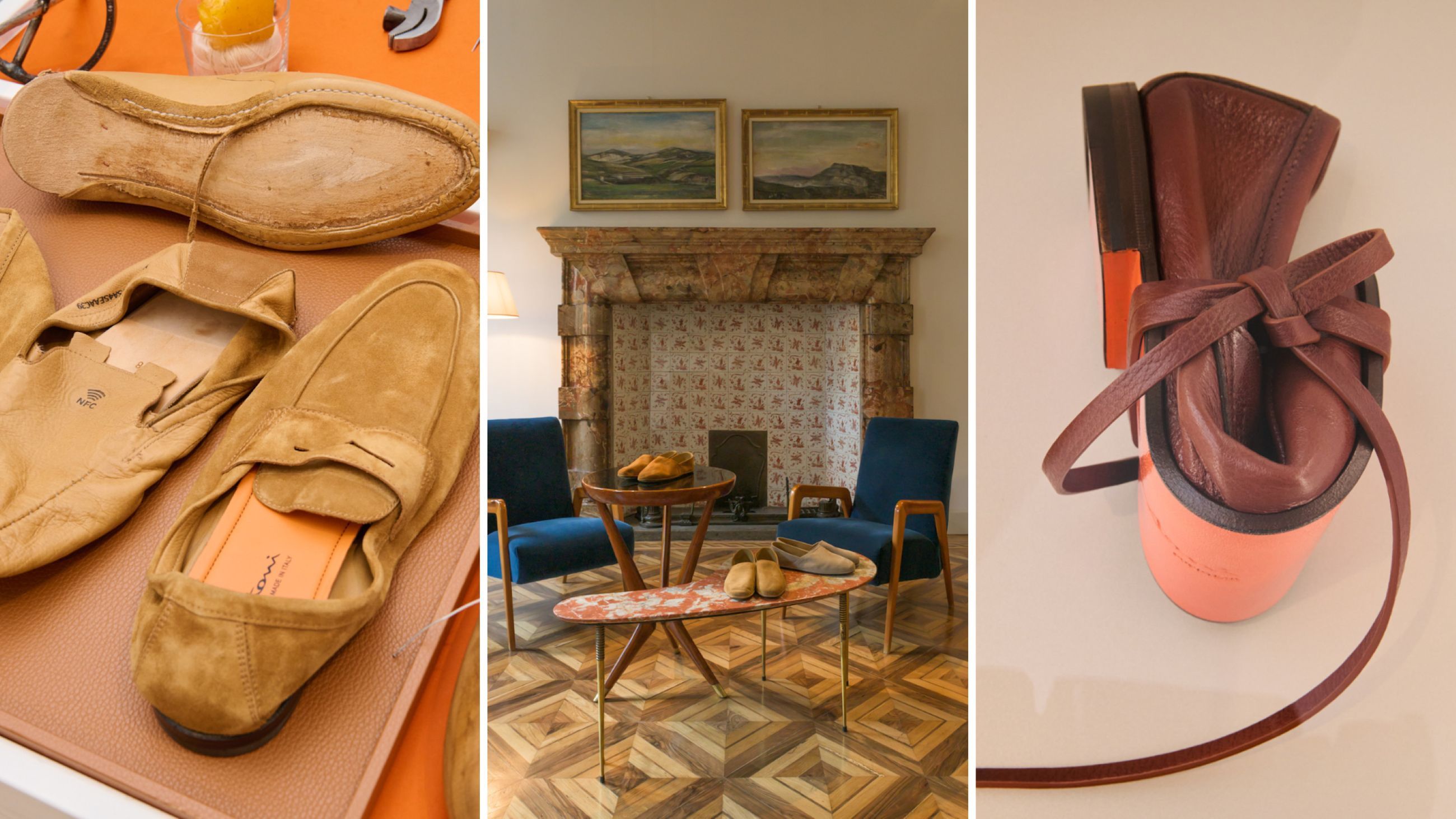 Da sinistra: Santoni SS27; Church SS27; Santoni SS27 - Credits Launchmetrics.com/Spotlight