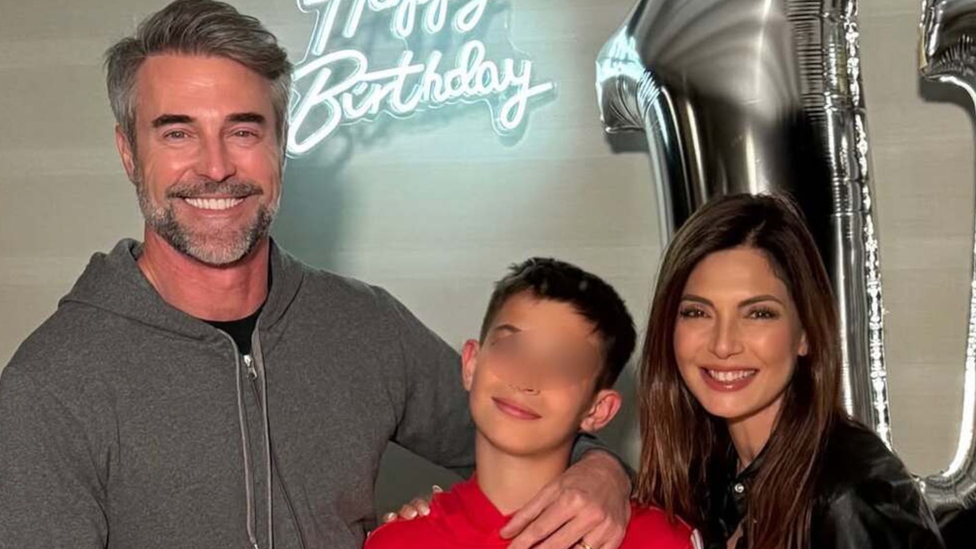 Alessia Mancini con Flavio Montrucchio e il figlio 