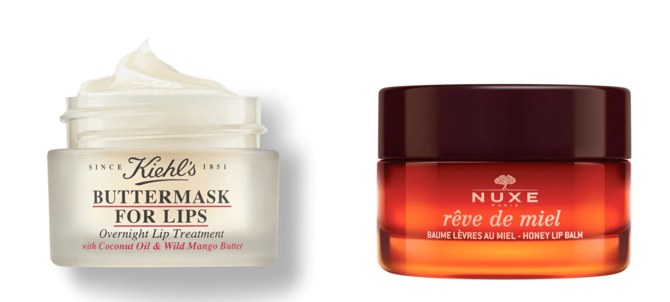 Kiehl's, Buttermask for Lips; Nuxe, Reve de Miel Honey Lip Balm - Credits: Courtesy Press Office