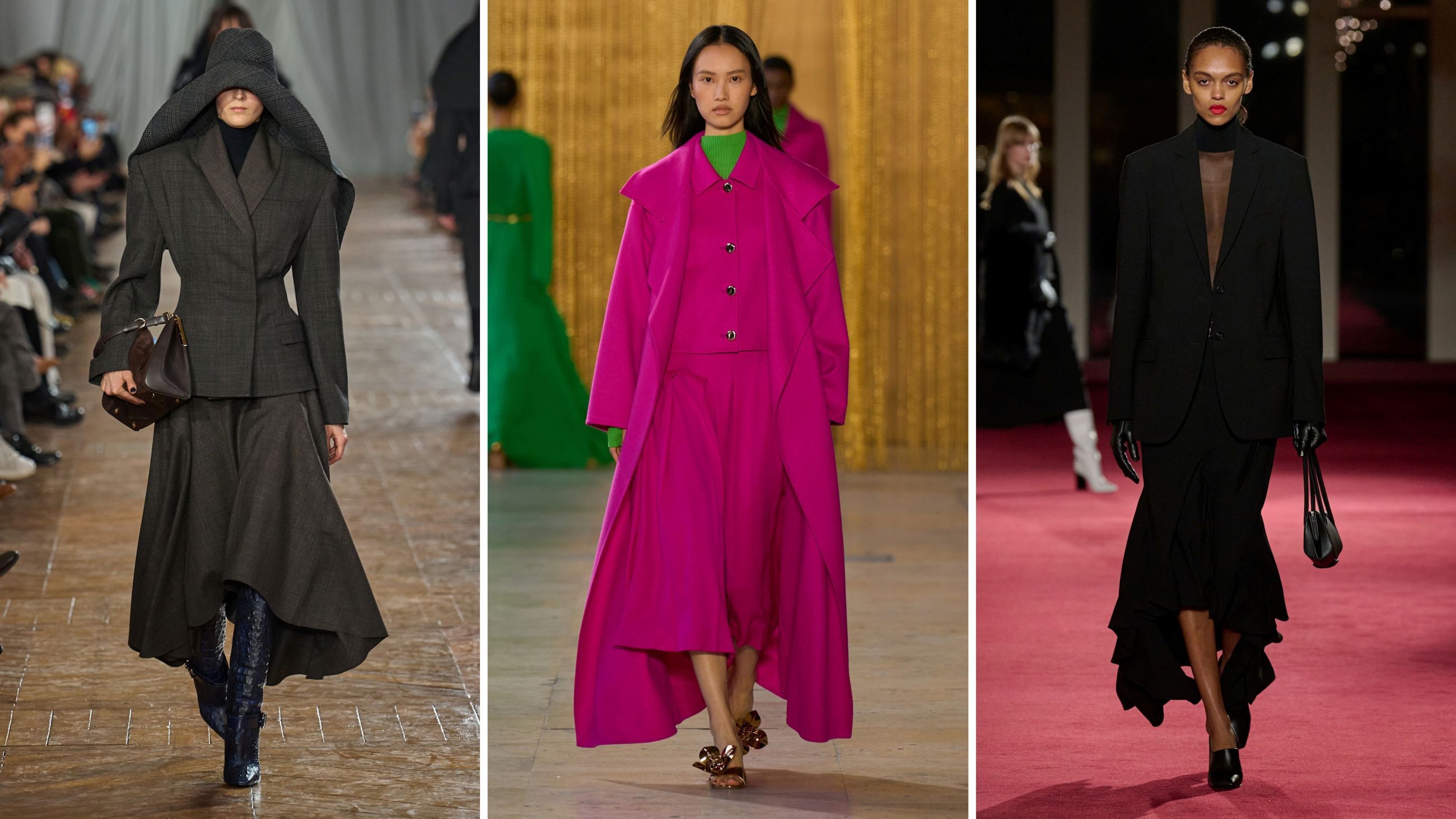 Sfilate FW26: da sinistra Lanvin; Akris; Michael Kors - Credits: Launchmetrics.com/Spotlight