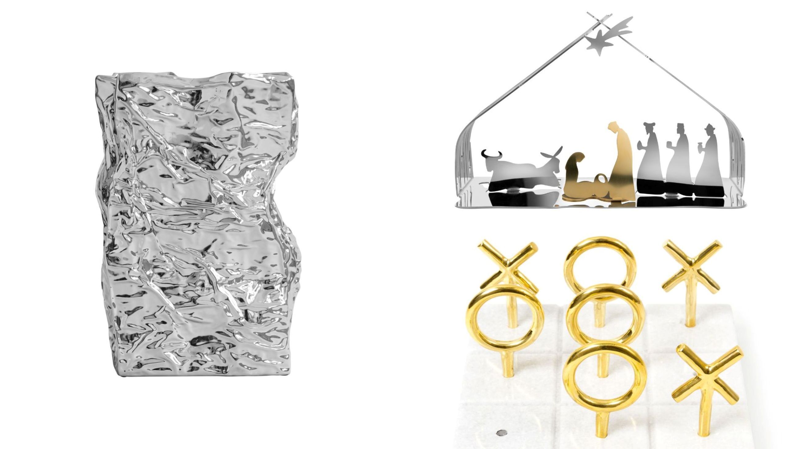 Kami Vase Big Krom di 101 Copenhagen; Bark Crib di Boucquillon & Maaoui per Alessi; Tic Tac Toe di Jonathan Adler - Credits: Courtesy Press Office