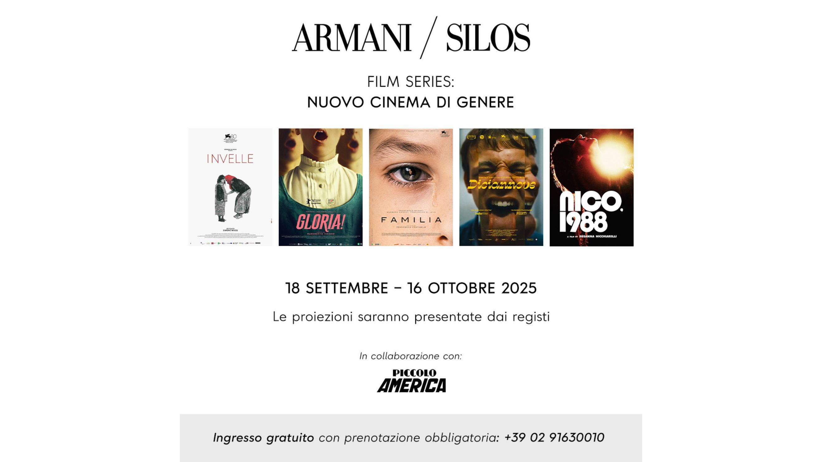Locandina Armani Silos Film Series - Nuovo Cinema Di Genere, armanisilos.com
Courtesy Press Office